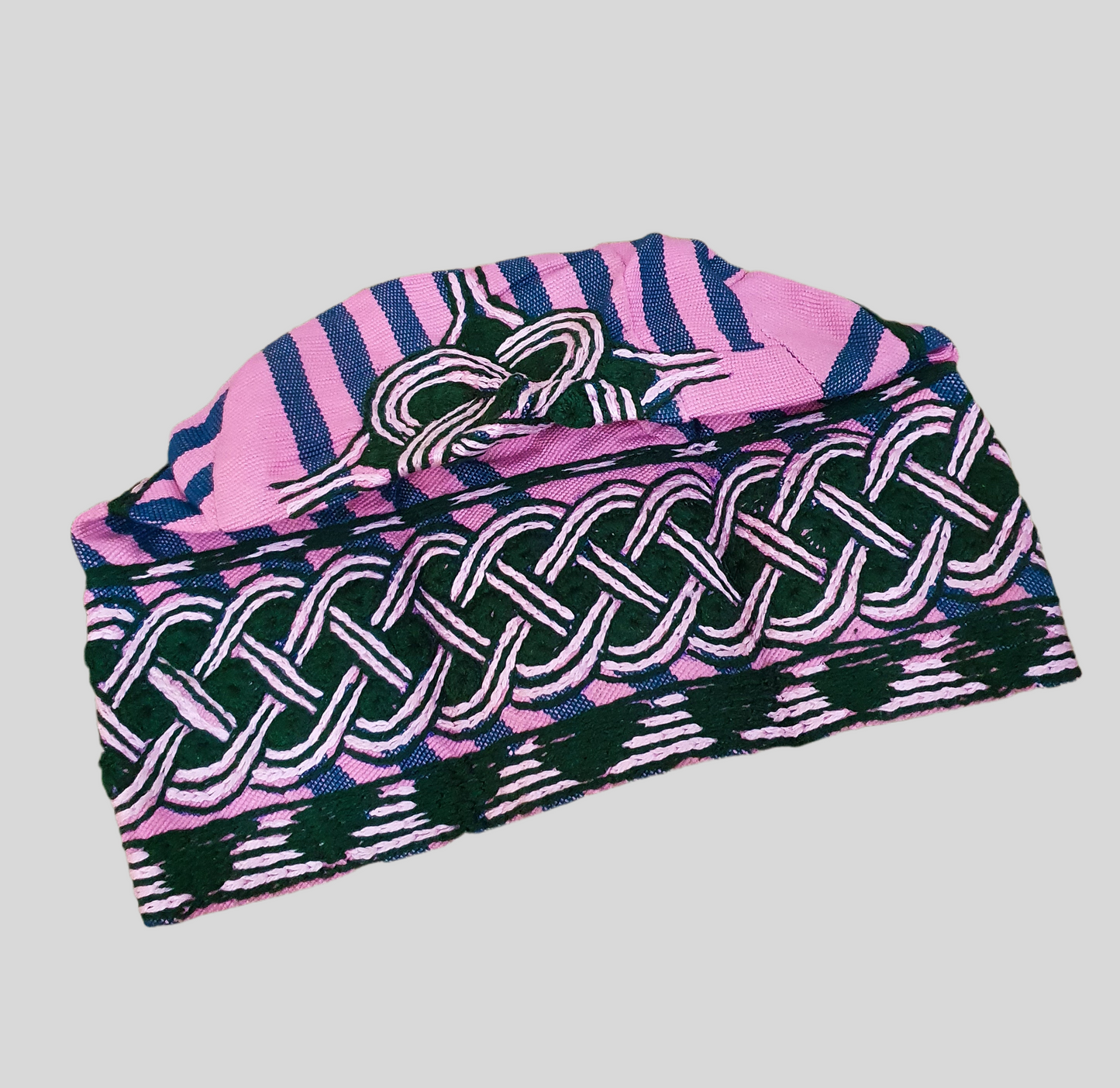 Pink Mens embroidery aso oke cap