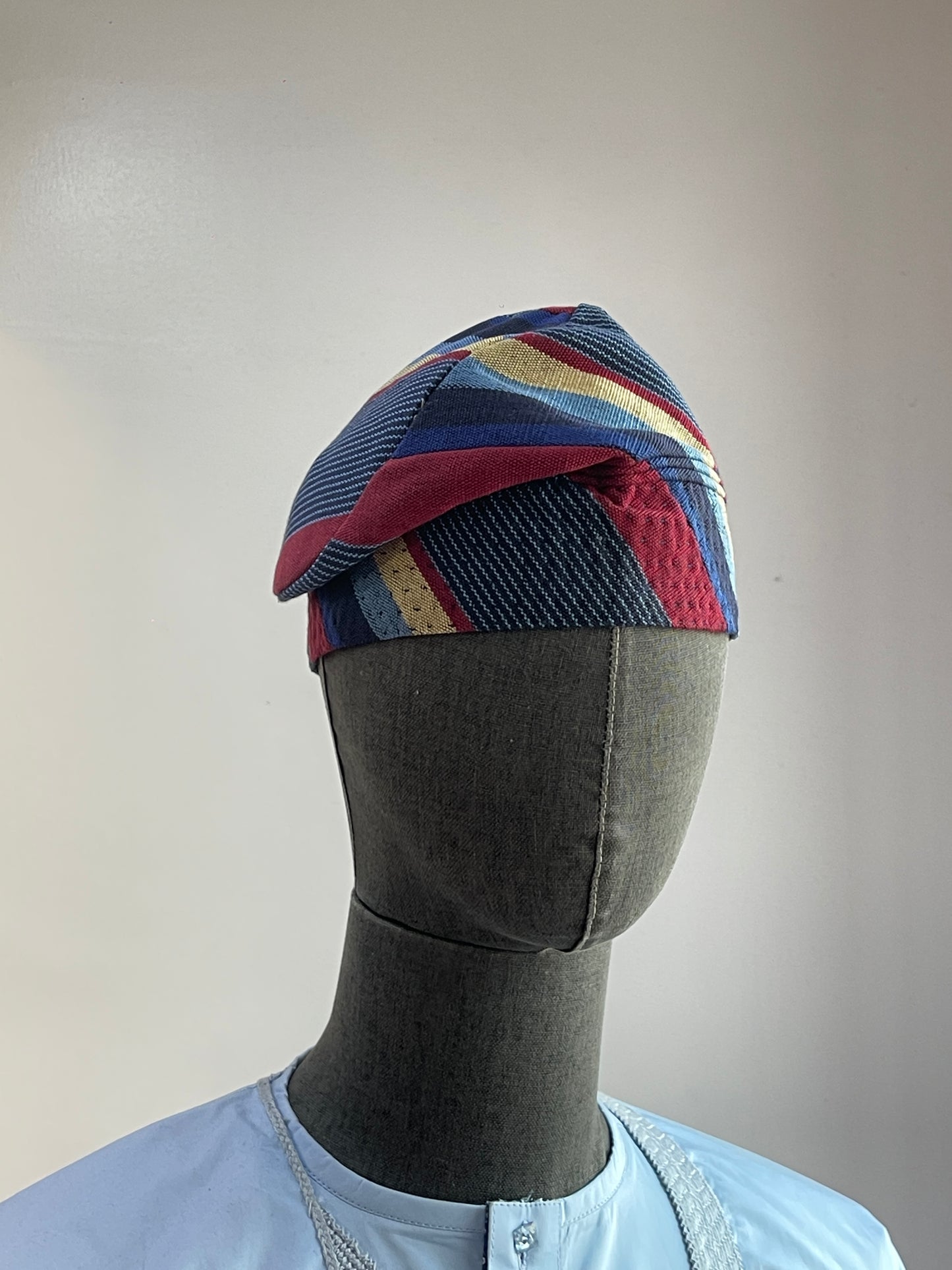 Nigerian Stripes traditional Aso Oke cap