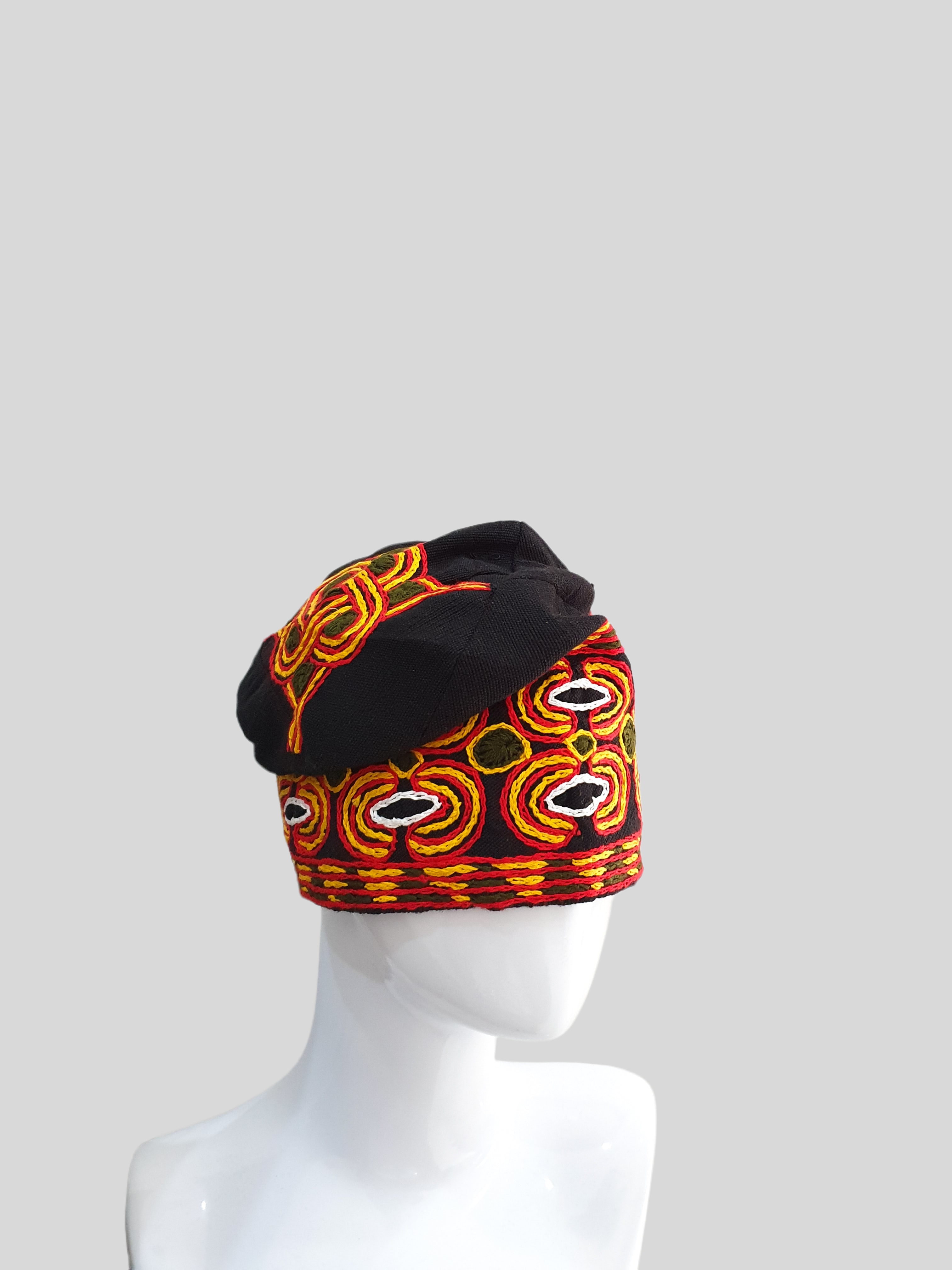 Black Aso Ofi nigerian traditional ijebu cap