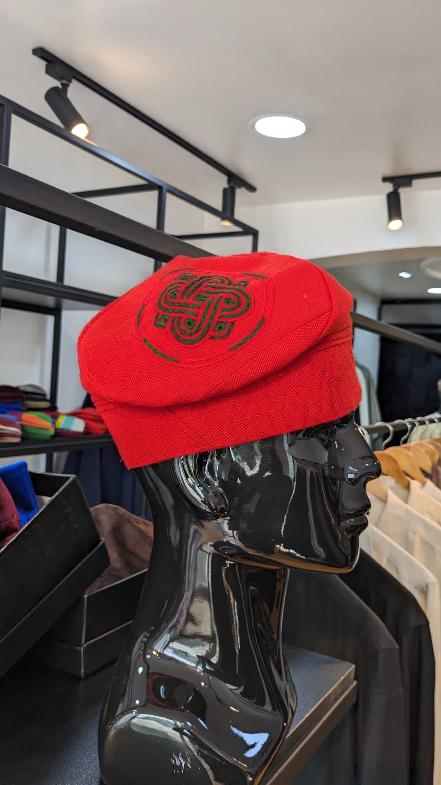 Orí Adé Signature Red Yoruba Cap with Hand-Embroidered Heritage Knot