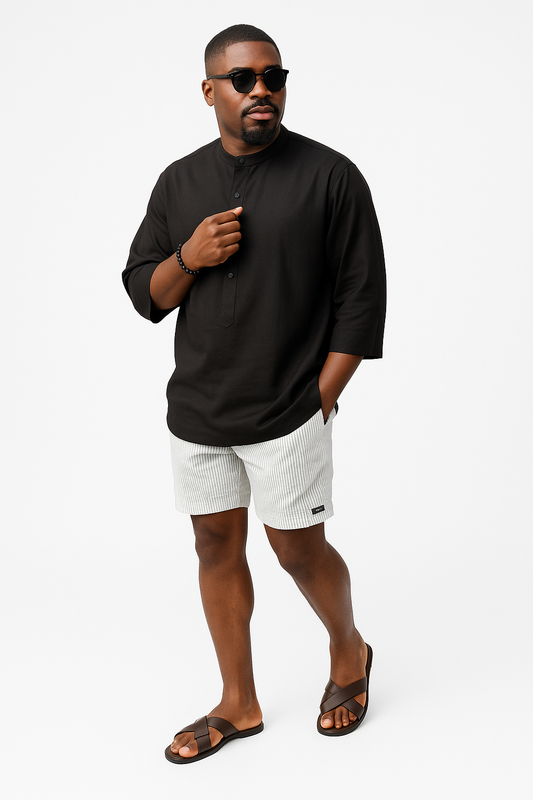 Logo Pinstripe Linen Short