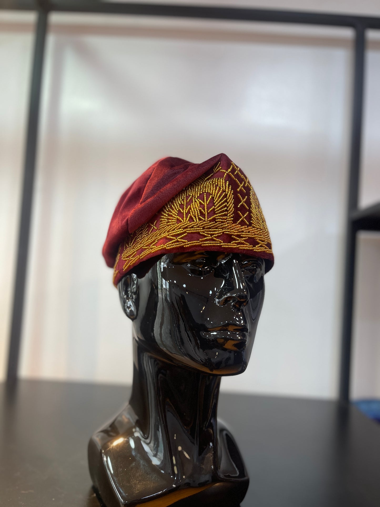 Beaded traditional yoruba wedding hat