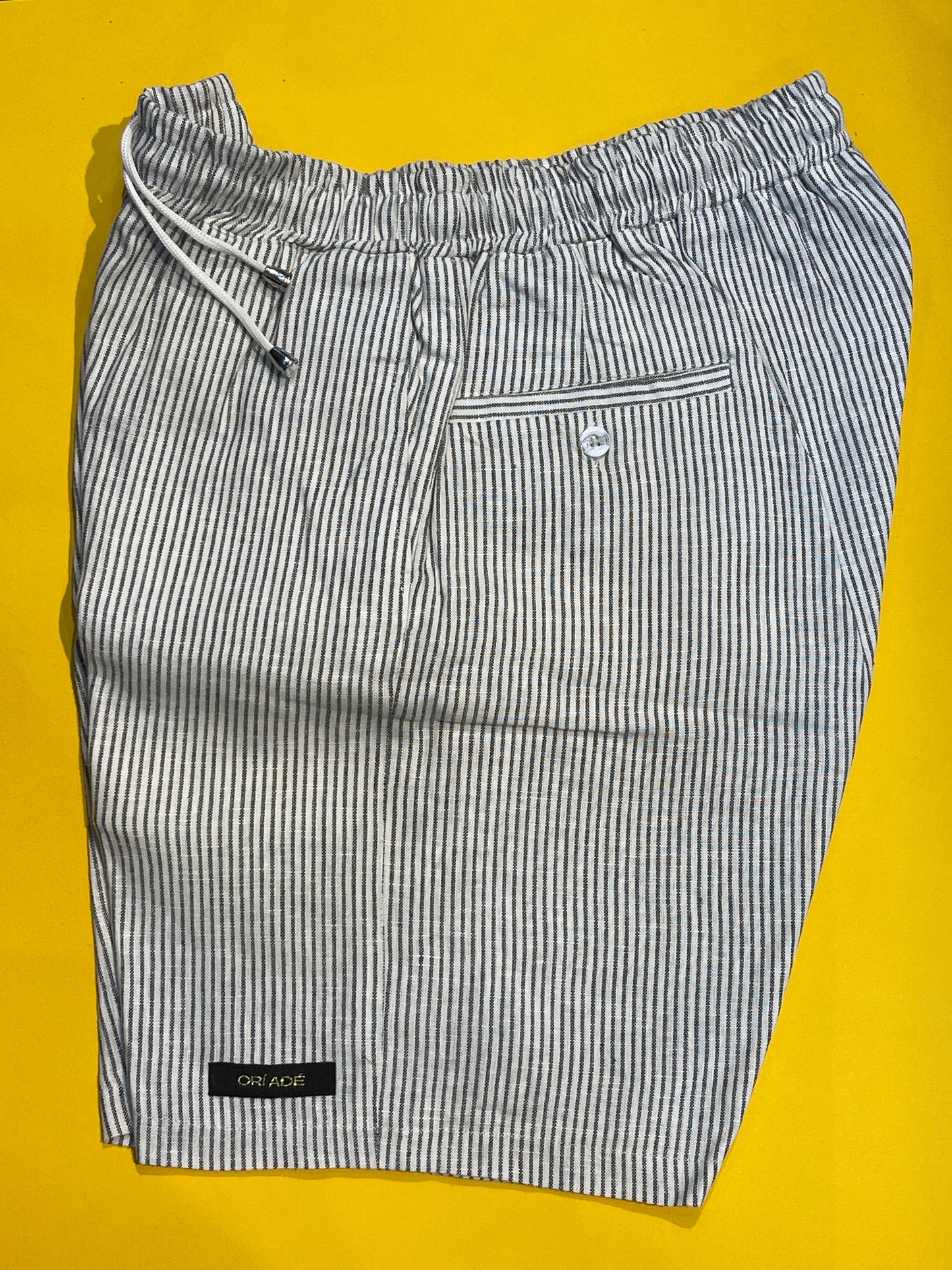 Logo Pinstripe Linen Short