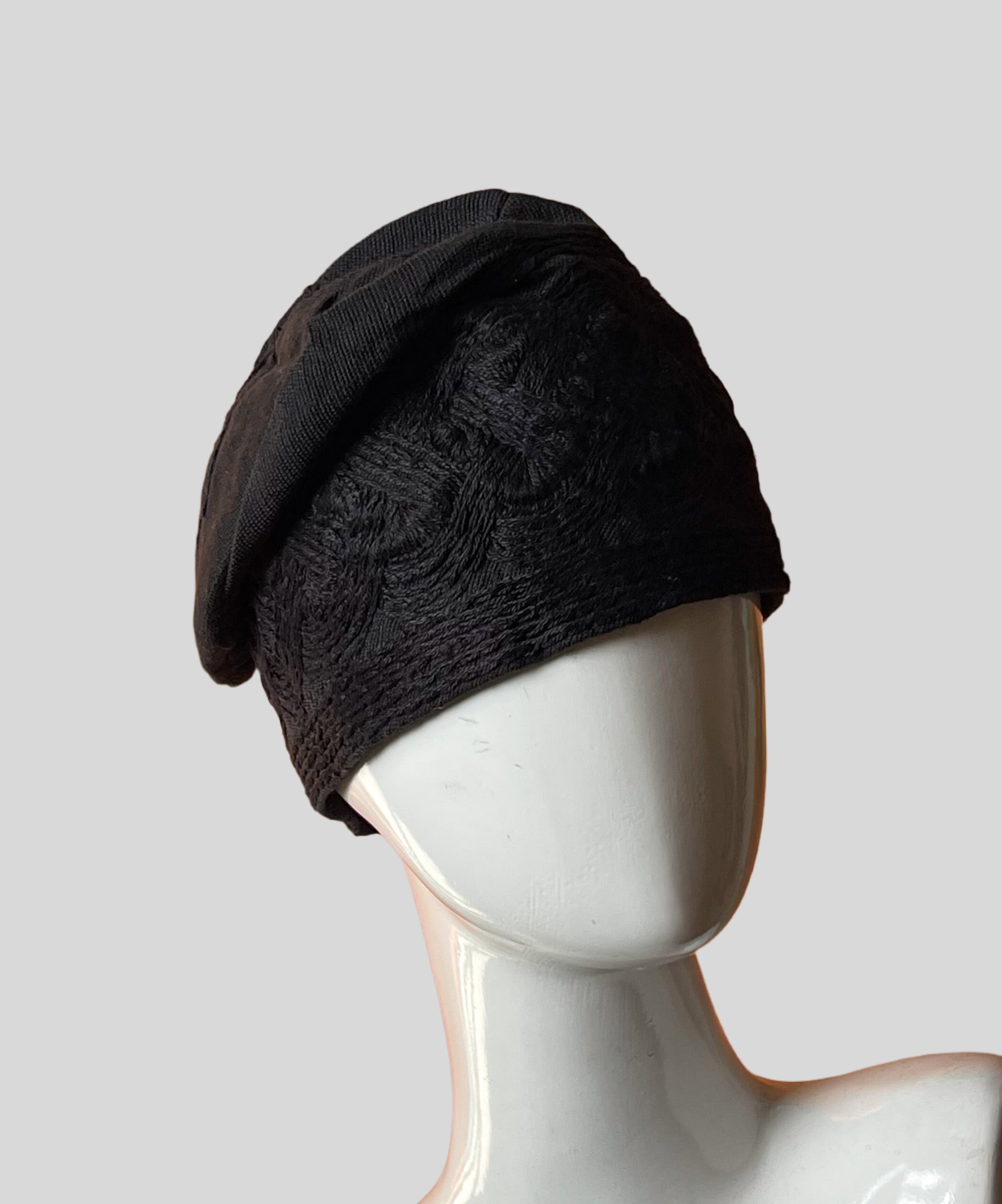 Black Yoruba Aso-Ofi Embroidery Cap – Handwoven Prestige by Orí Adé