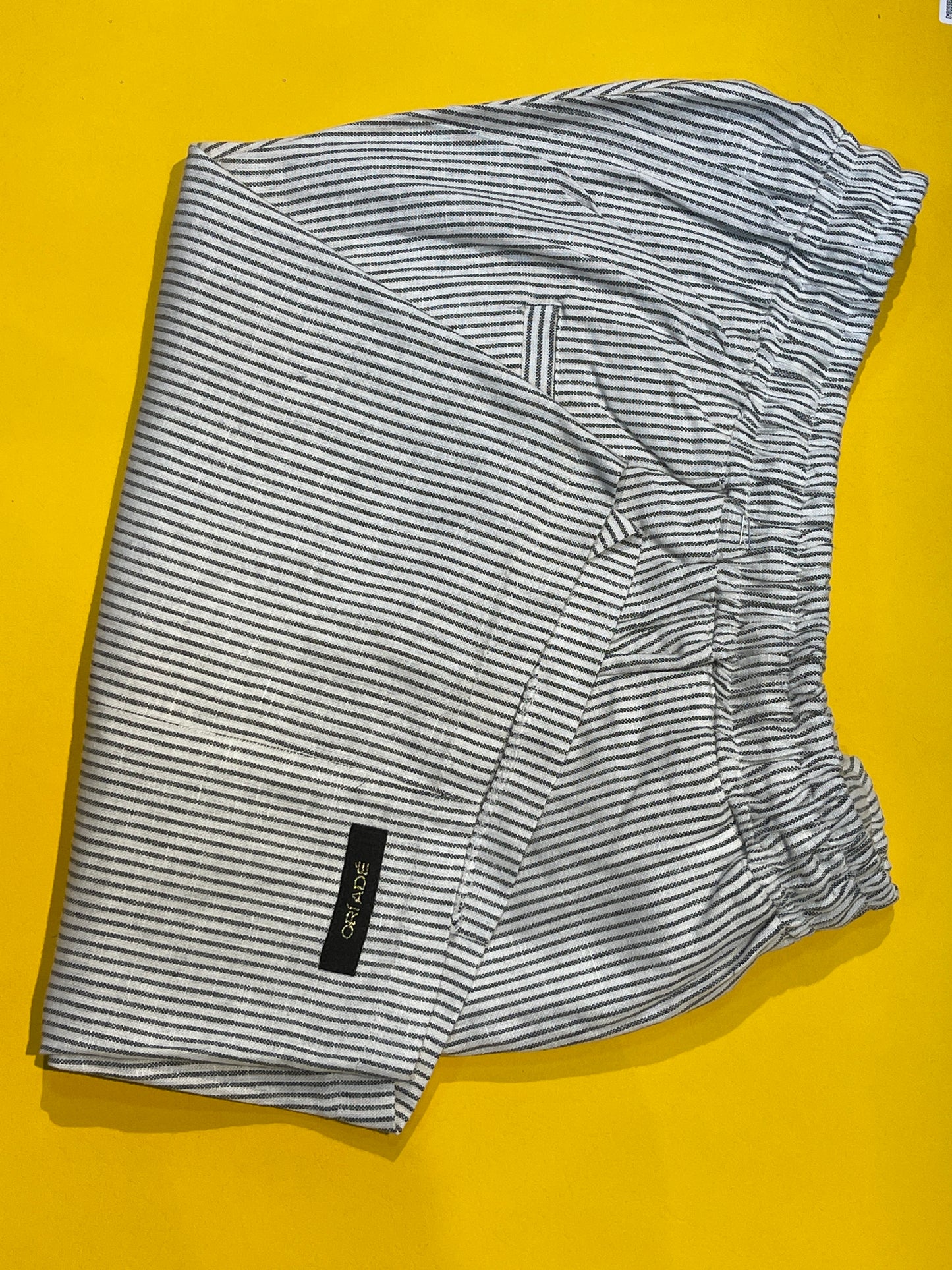 Logo Pinstripe Linen Short