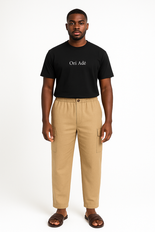 Orí Adé Khaki Linen Cargo Pants
