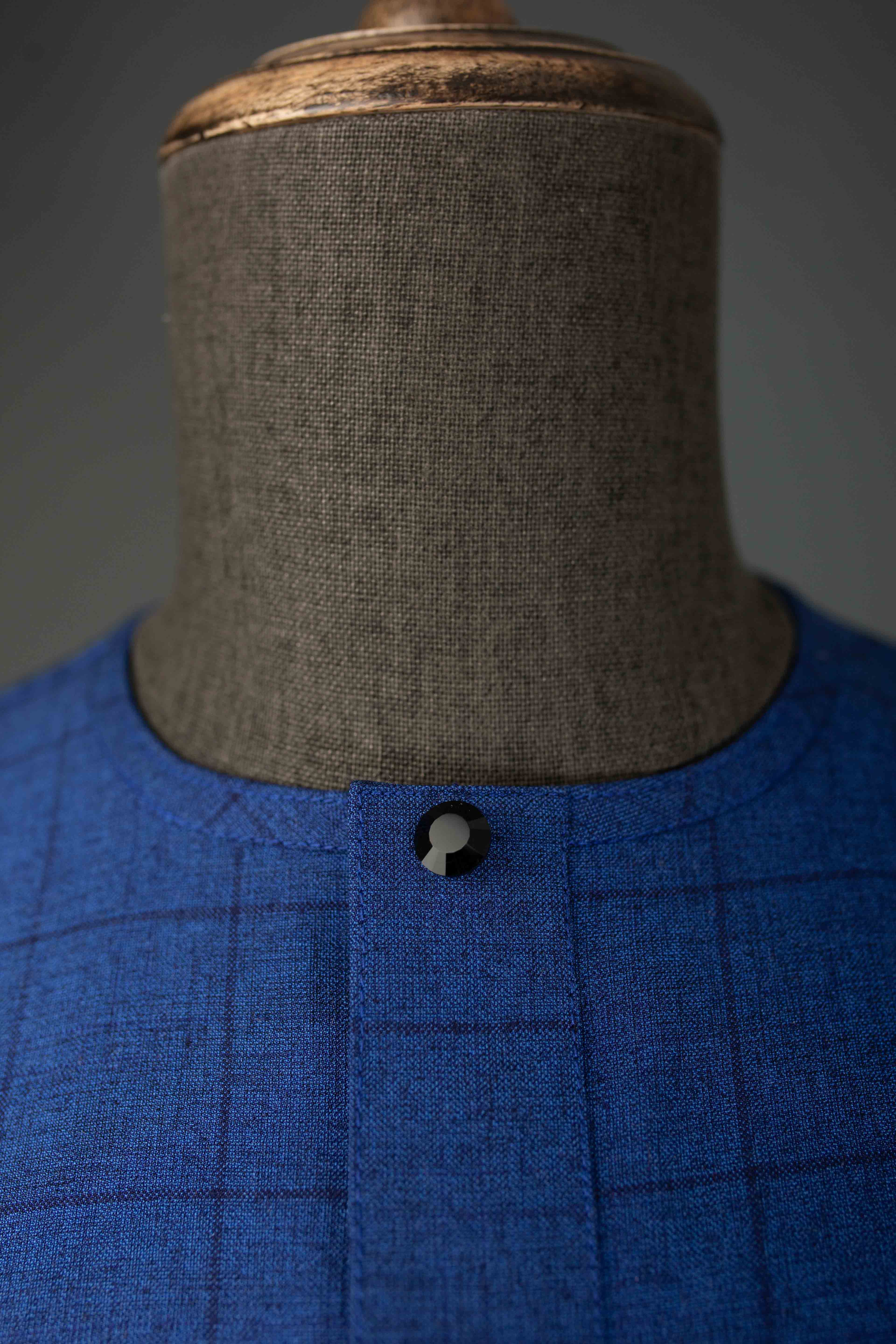 Blue Windowpane 2PC kaftan Set