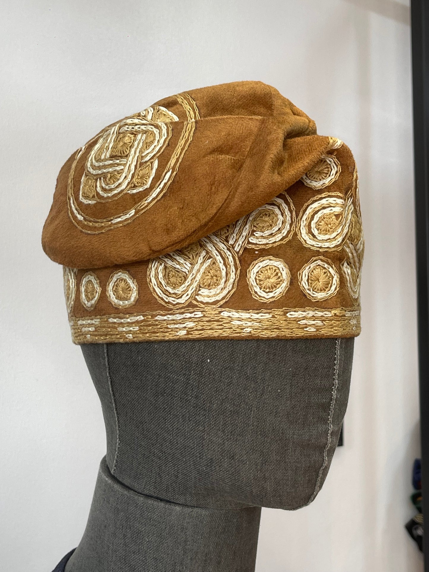 Carton Brown Velvet yoruba Nigerian Mens cap