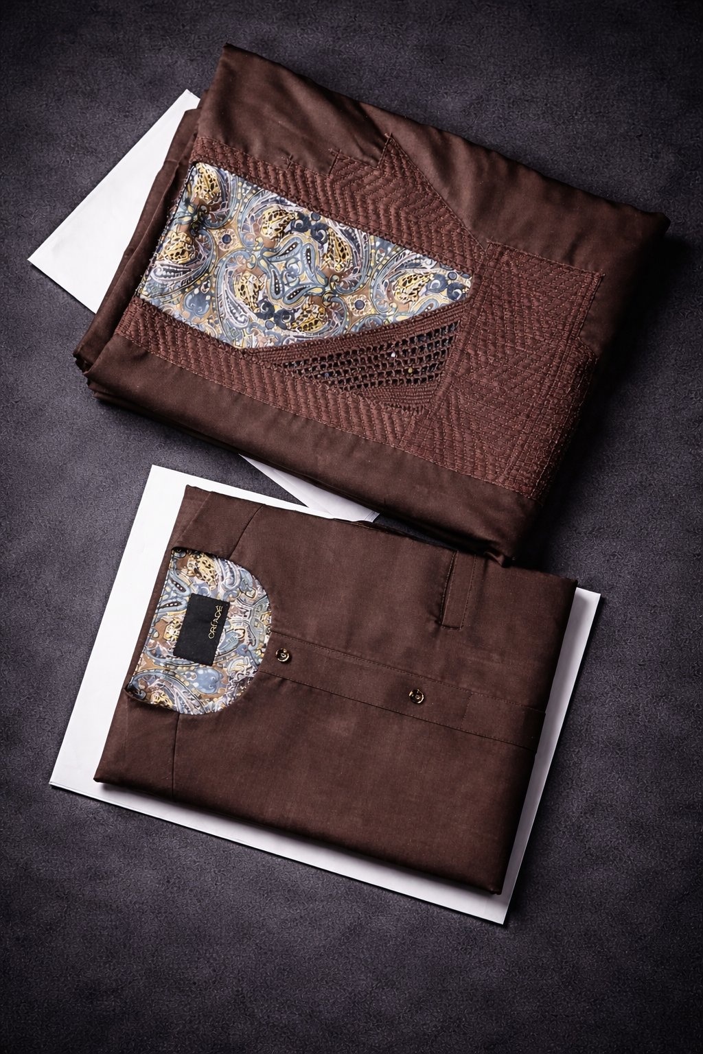 Brown Agbada Jakan with long sleeve top