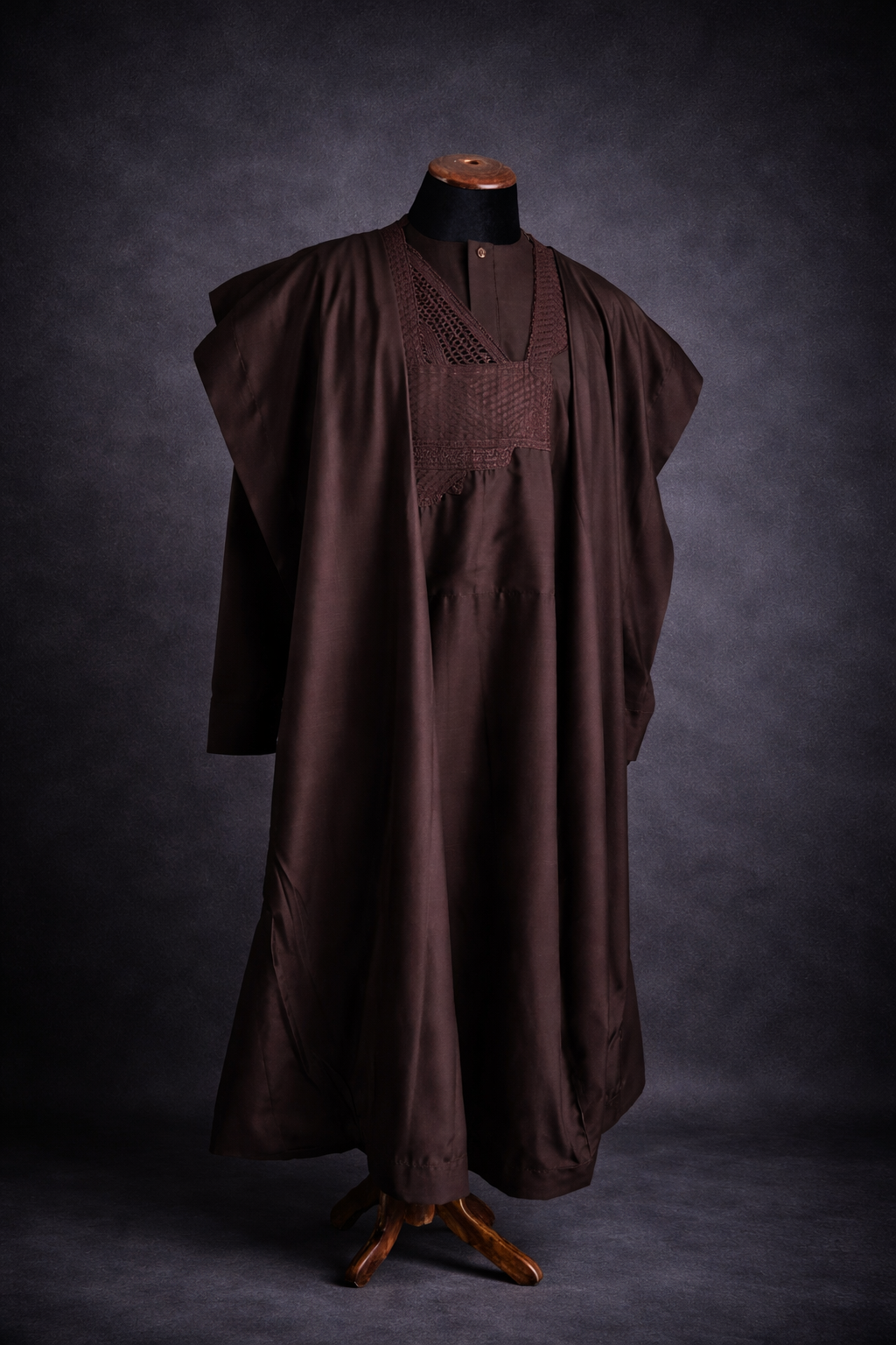 Brown Agbada Jakan with long sleeve top