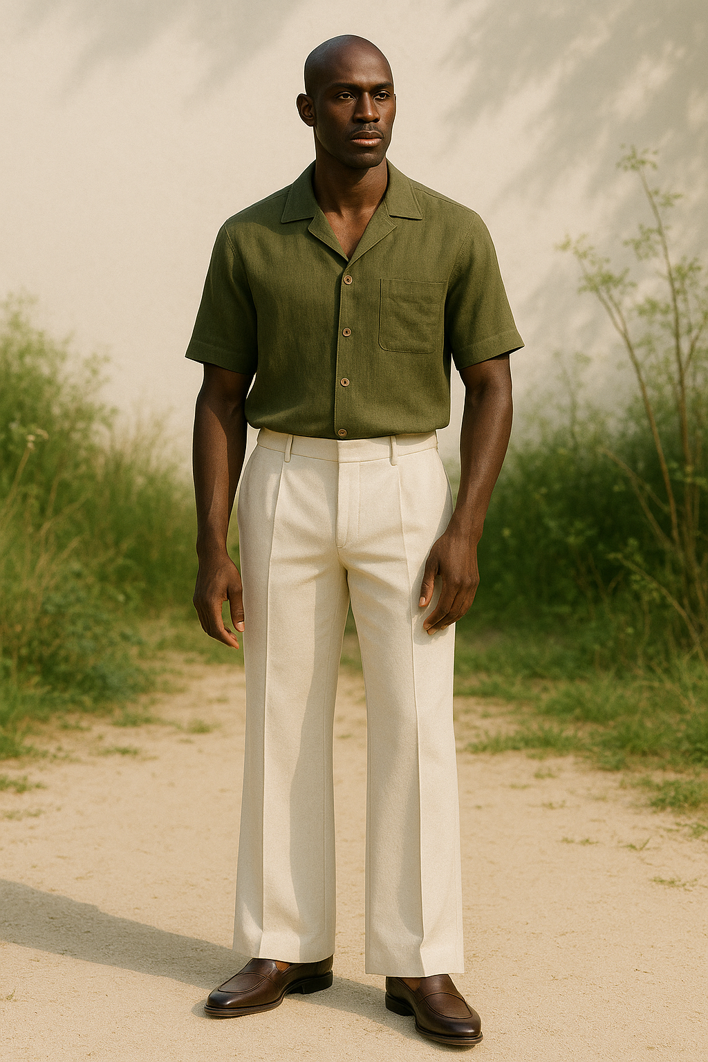 Orí Adé Olive Classic Linen Shirts – Hand-Finished Nigerian Elegance