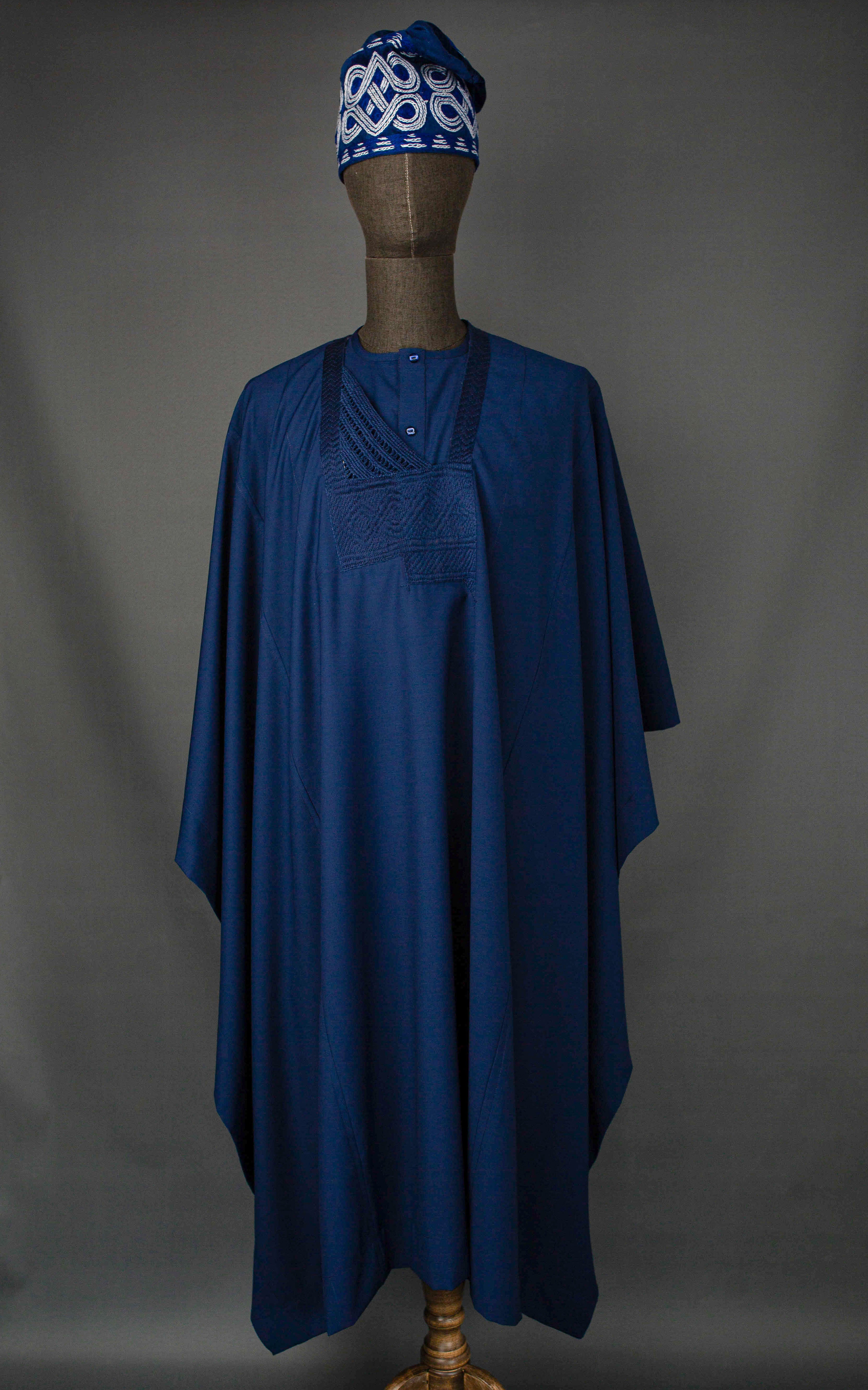 Navy Blue “Takwa Bay” Jakan Agbada – Ocean-Inspired 3-Piece