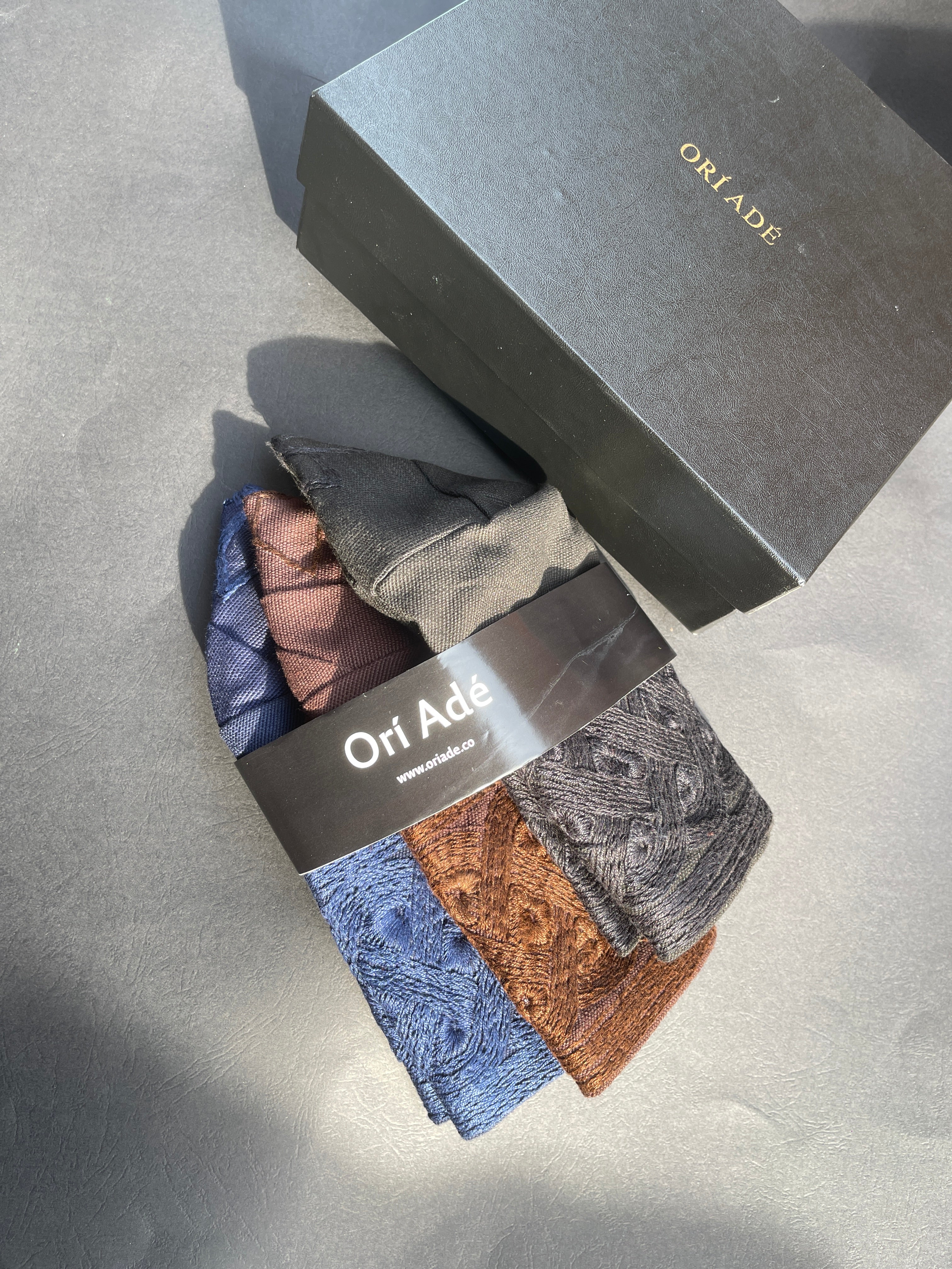 3 colors of handknit embroidery aso ofi caps