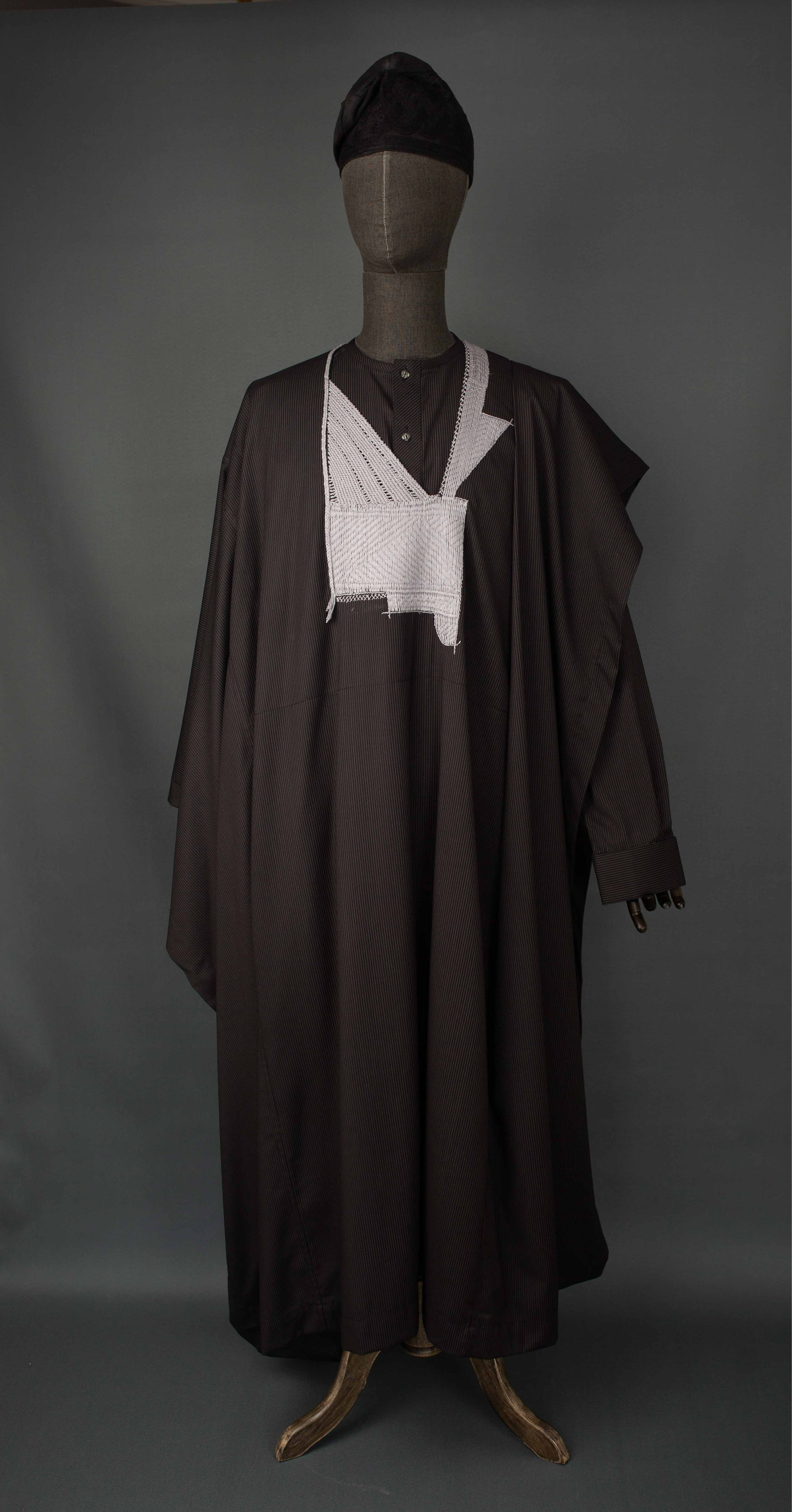 Black Yoruba Aso-Ofi Embroidery Cap – Handwoven Prestige by Orí Adé