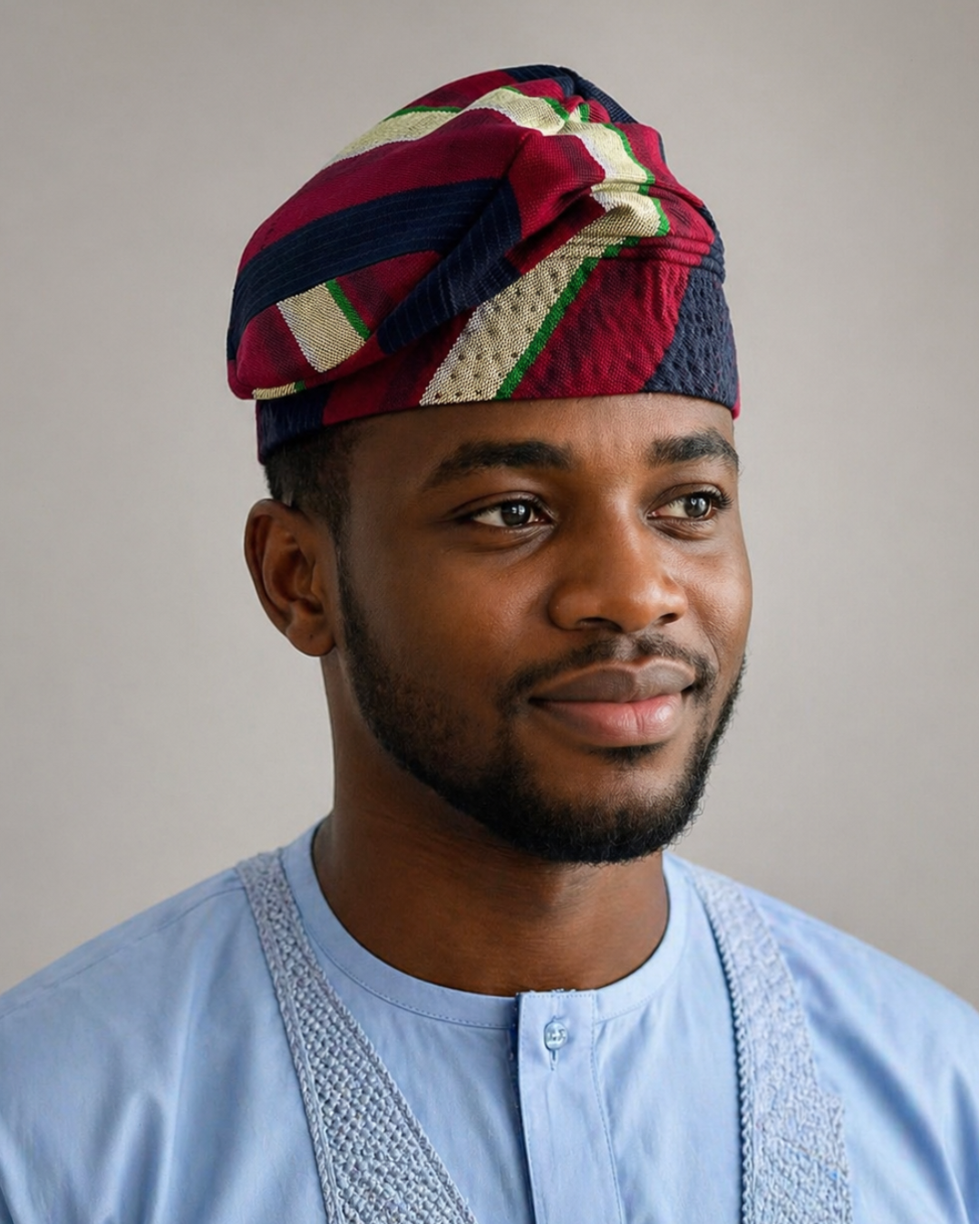 Stripes Nigerian traditional Aso Oke cap