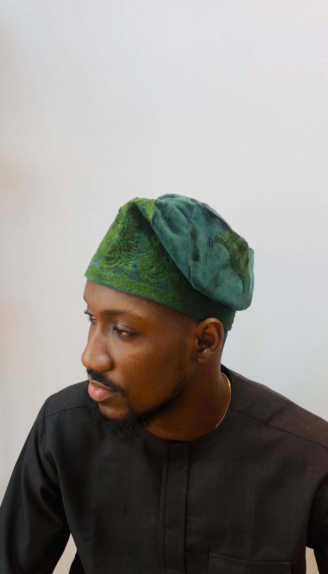 Green Velvet yoruba Nigerian Mens cap