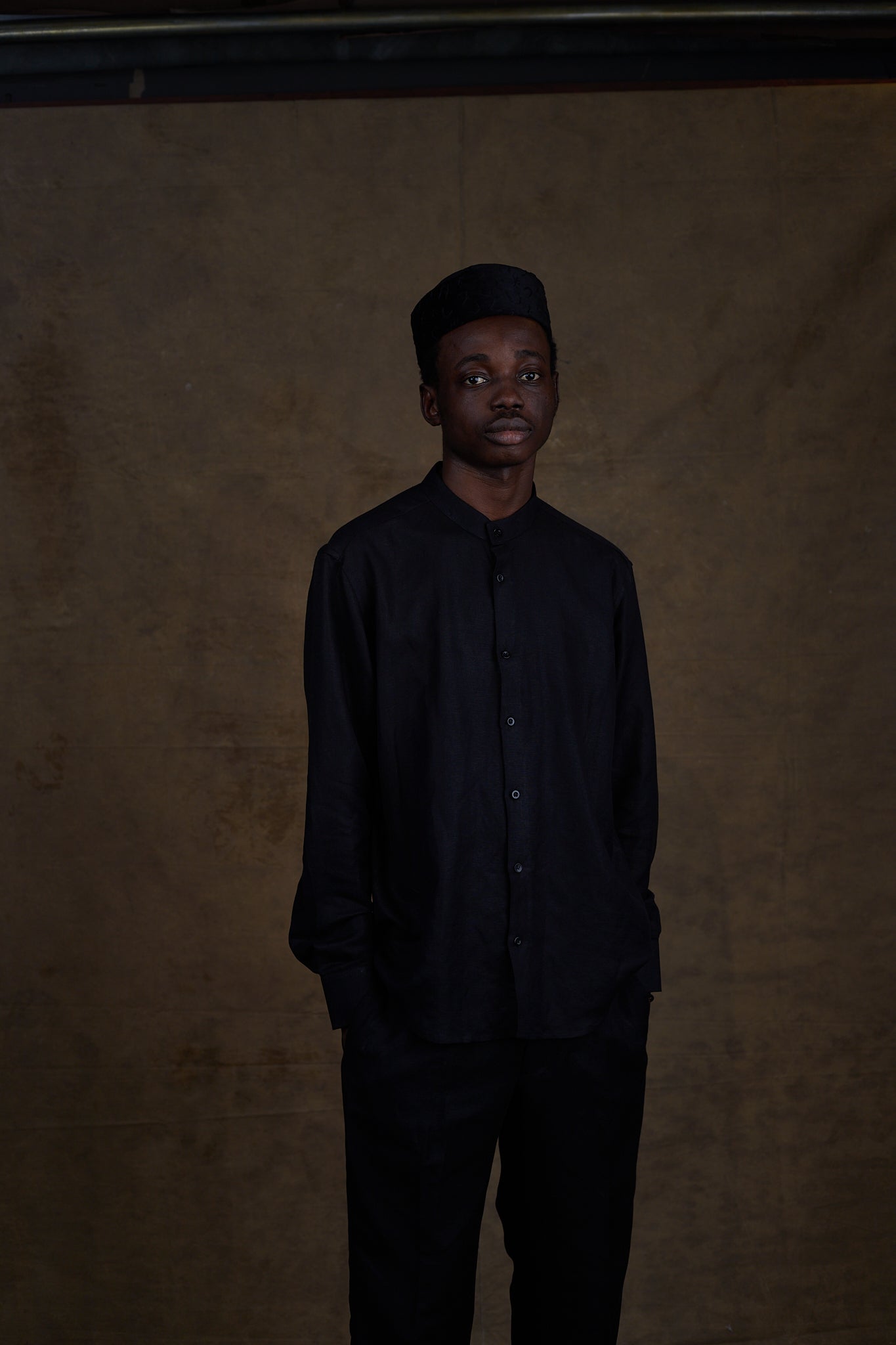 A black Line Shirt and trouser set