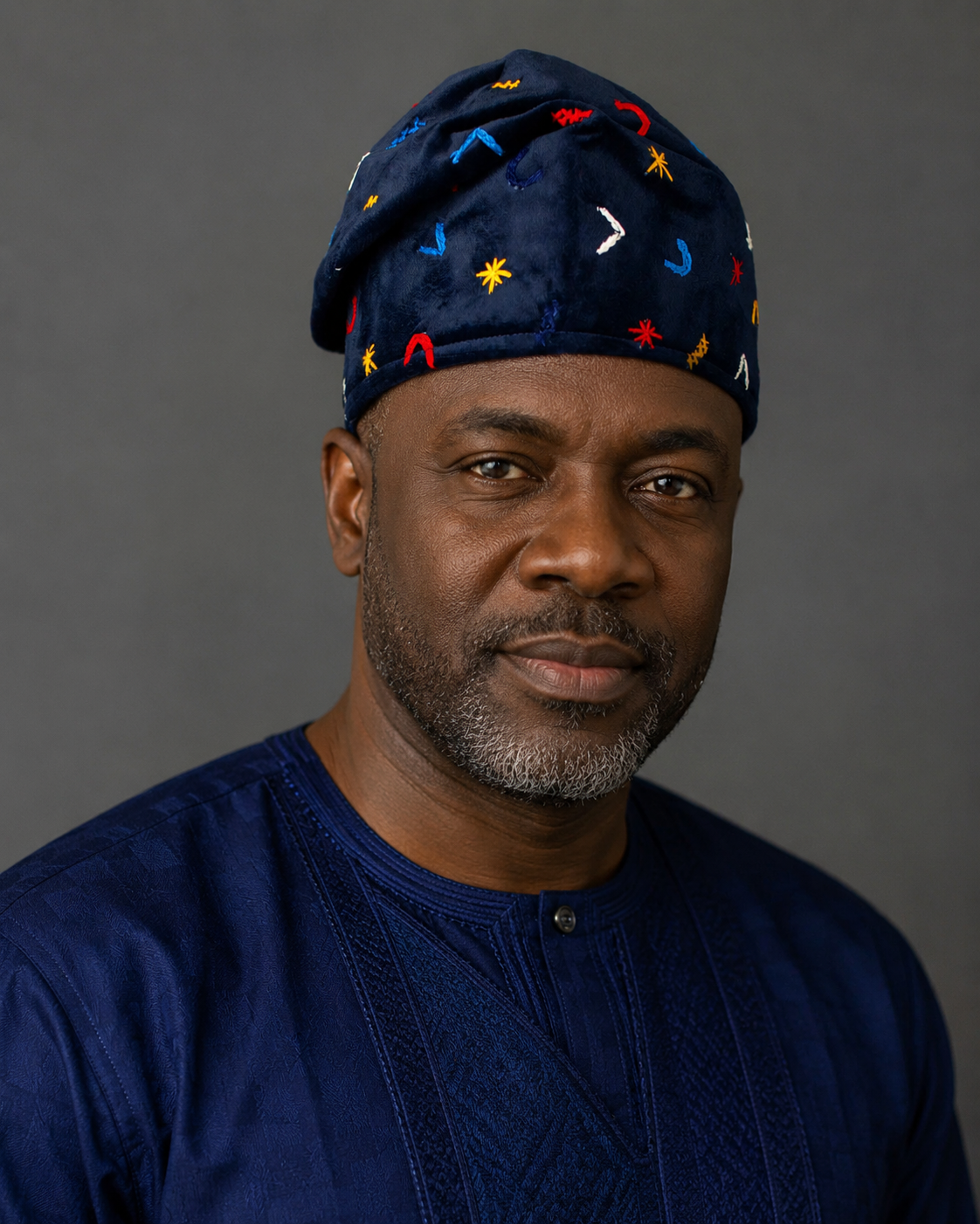 Oluremi Blue Velvet Handknit Yoruba Cap