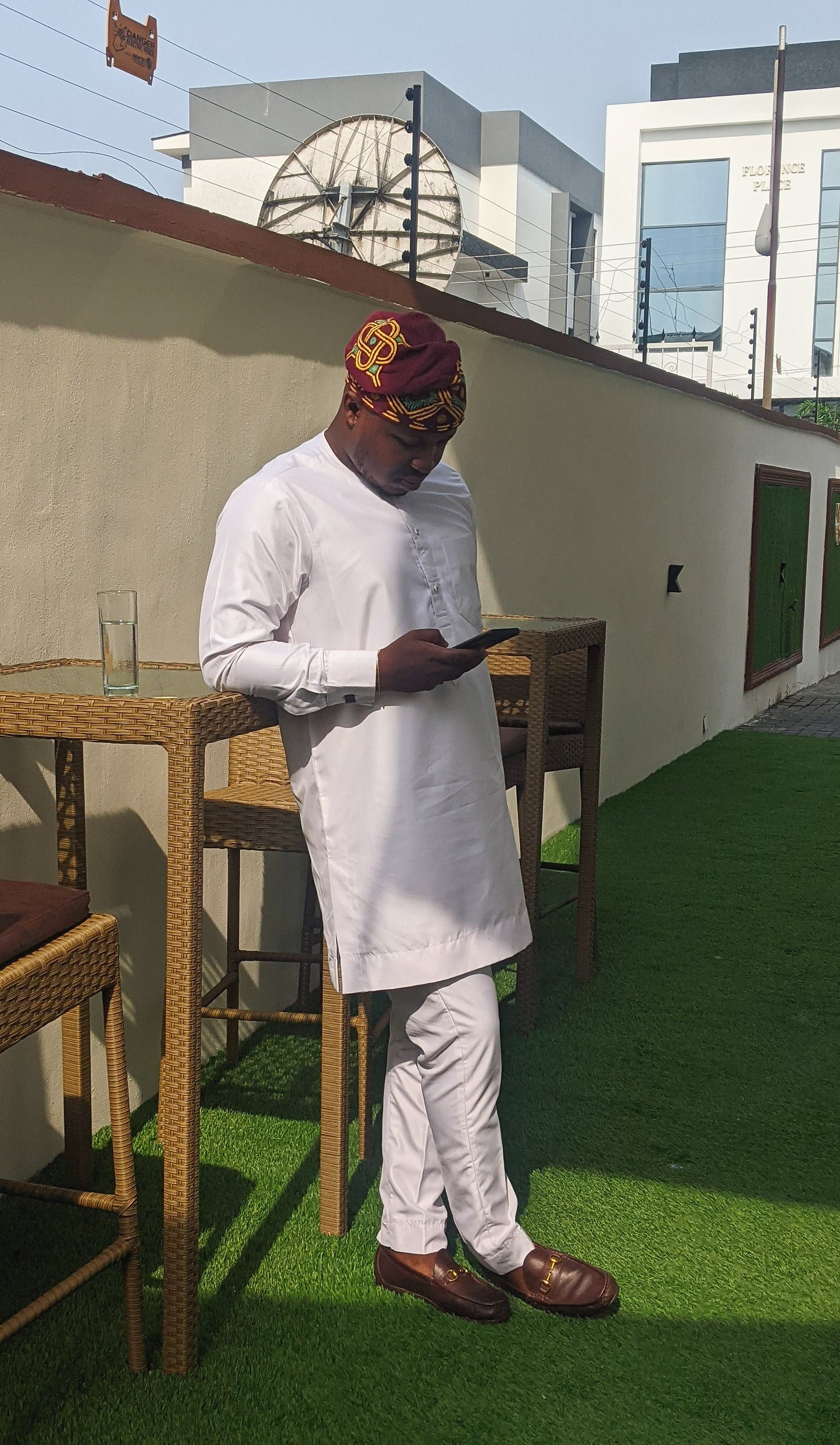 Yoruba mens traditional cap made with Aso Oke