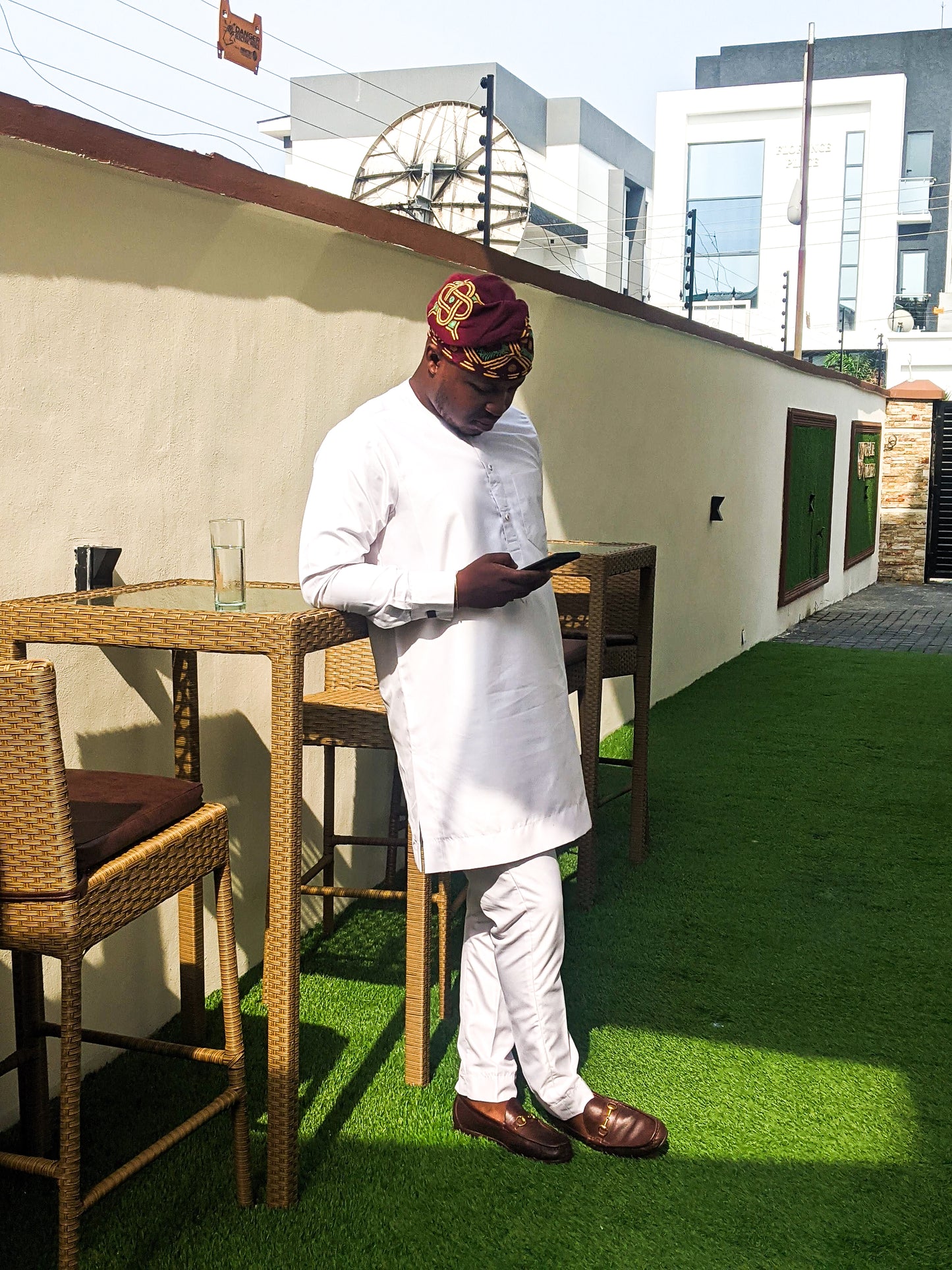 Yoruba mens traditional cap made with Aso Oke