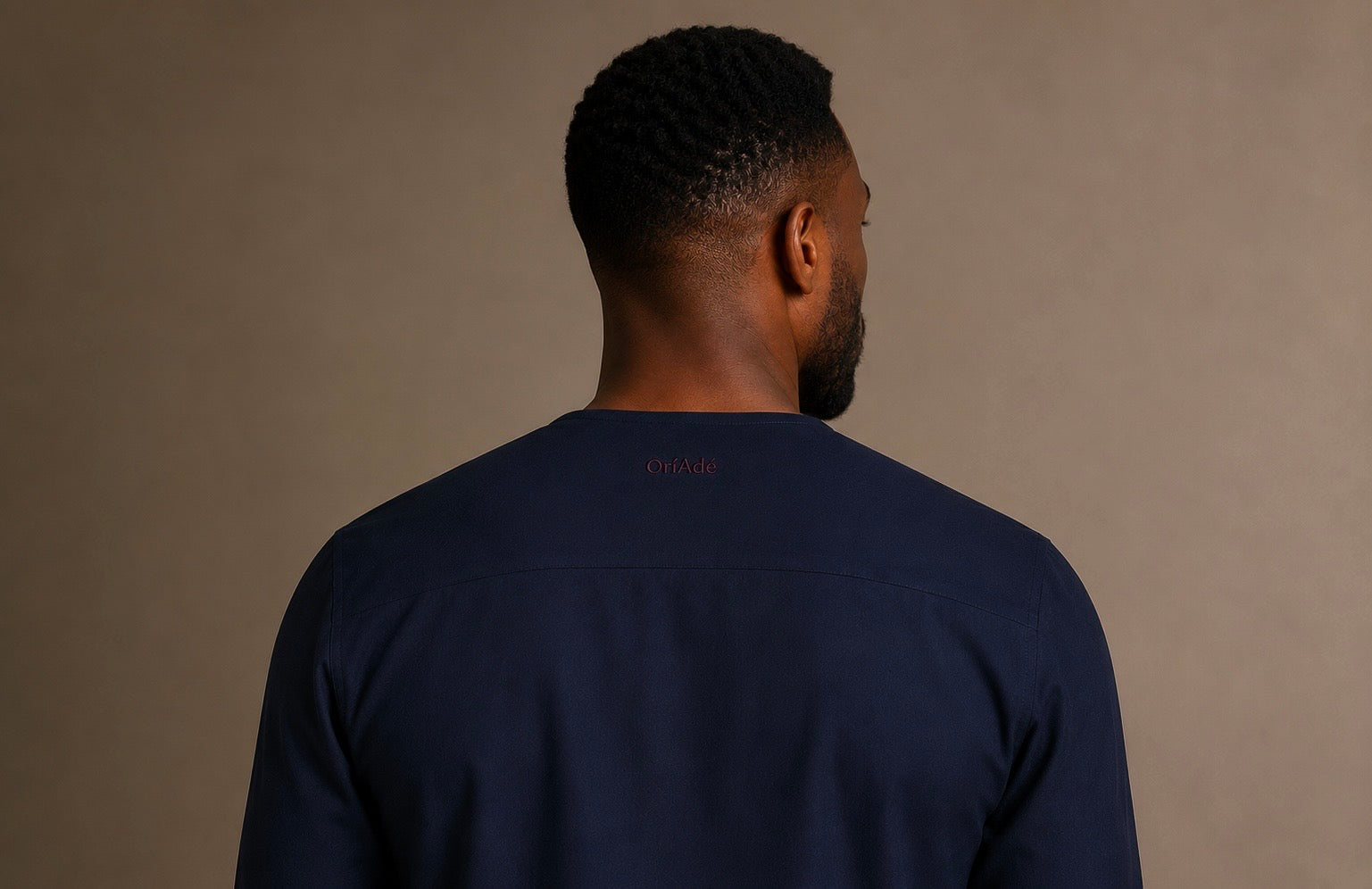 Navy Blue Long Sleeve Logo Kaftan