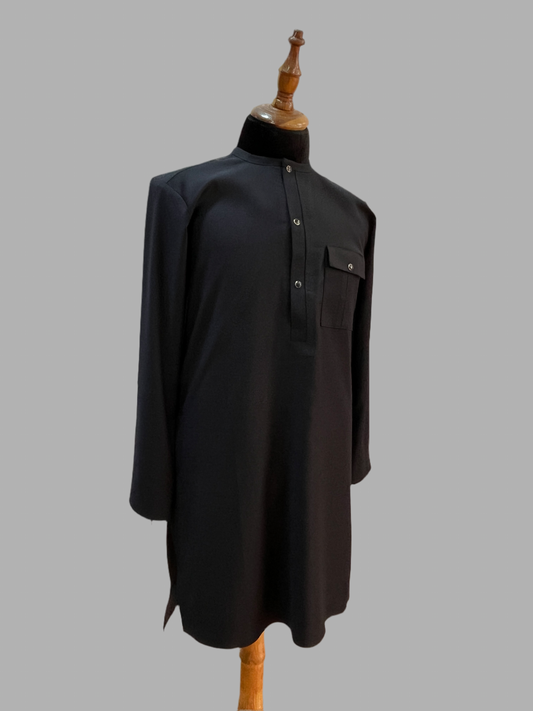 Black 3 button Kaftan Nigerian suit 