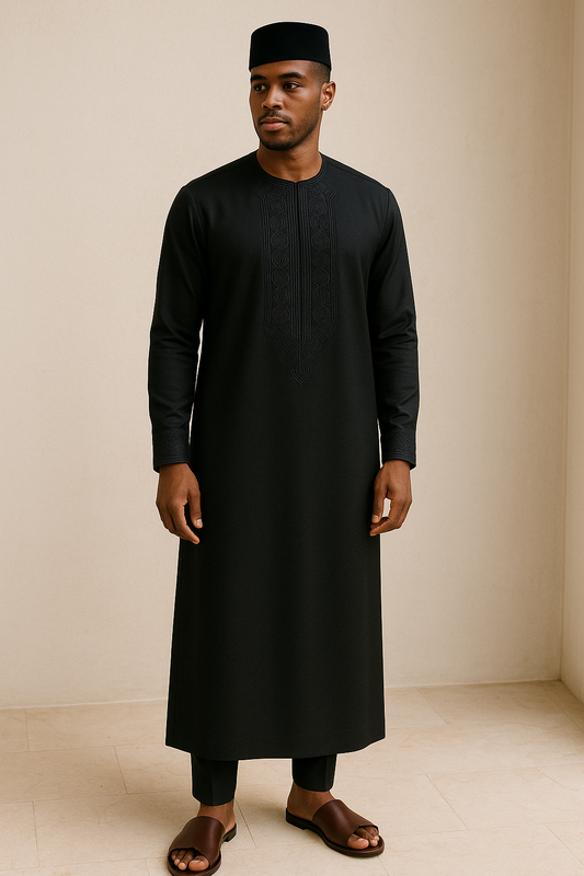 Black Ankle Length Kaftan long sleeve African traditional senator kaftan native Style