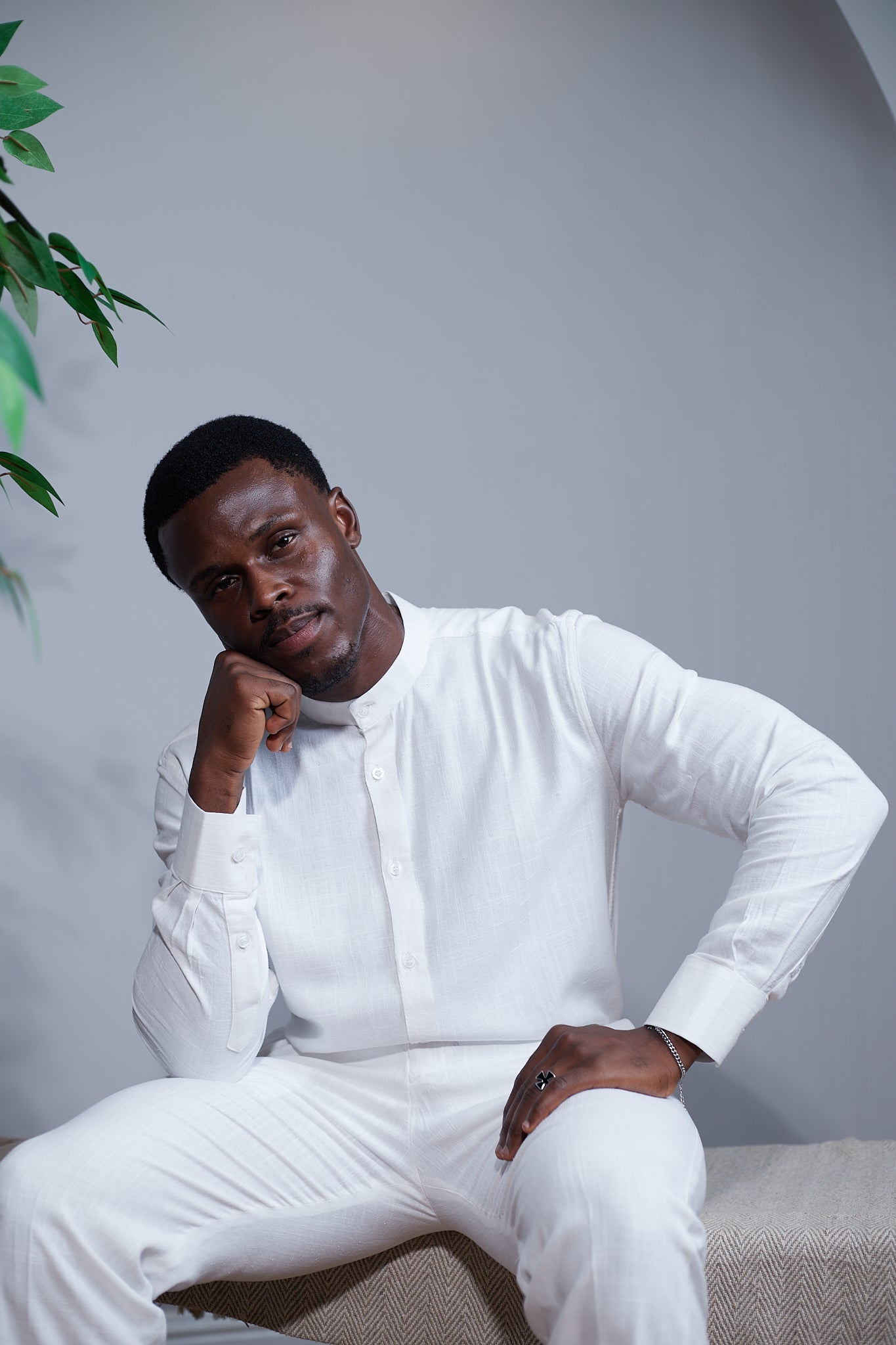 White Linen Grandad Shirt