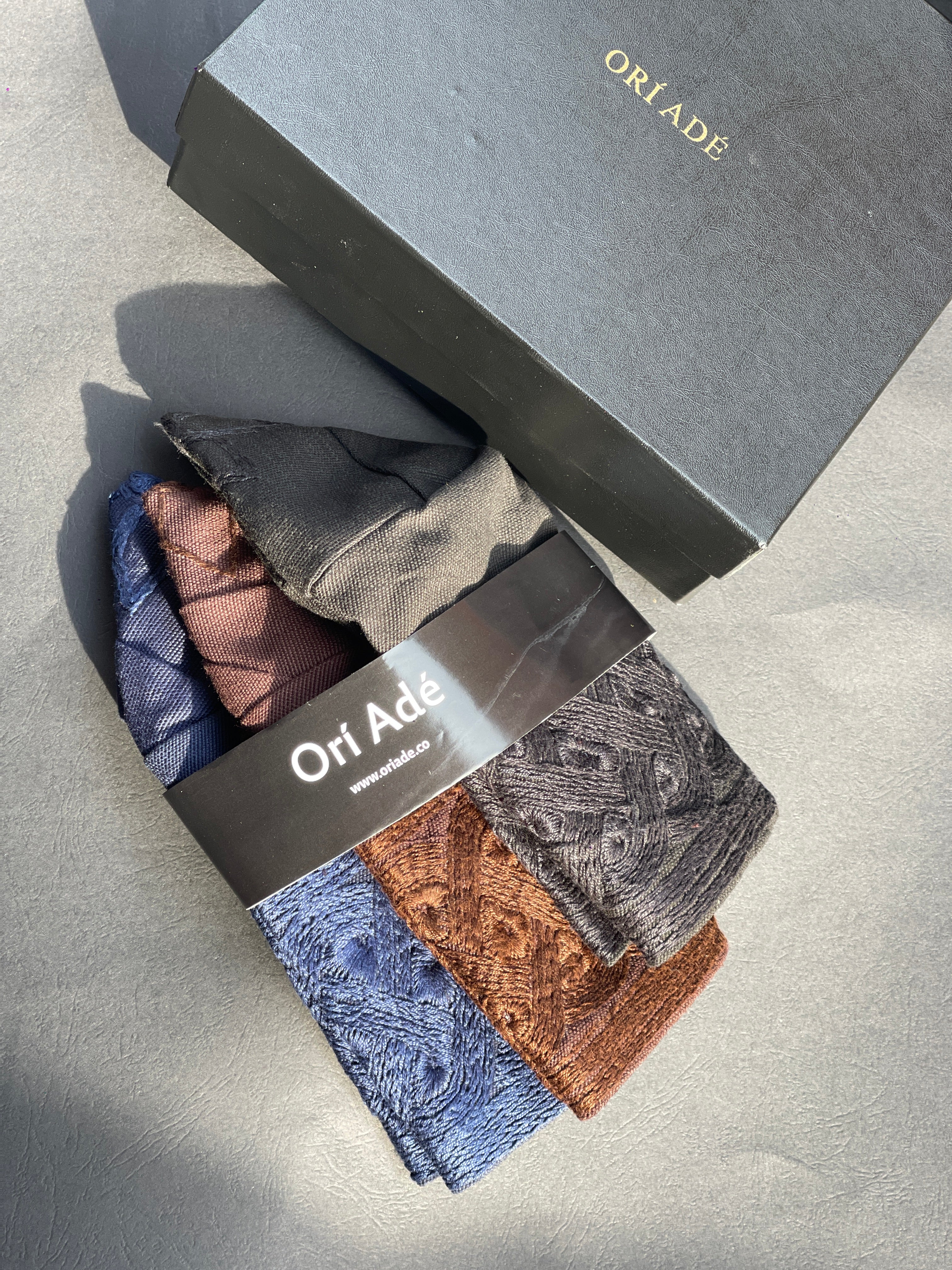 3 colors of handknit embroidery aso ofi caps