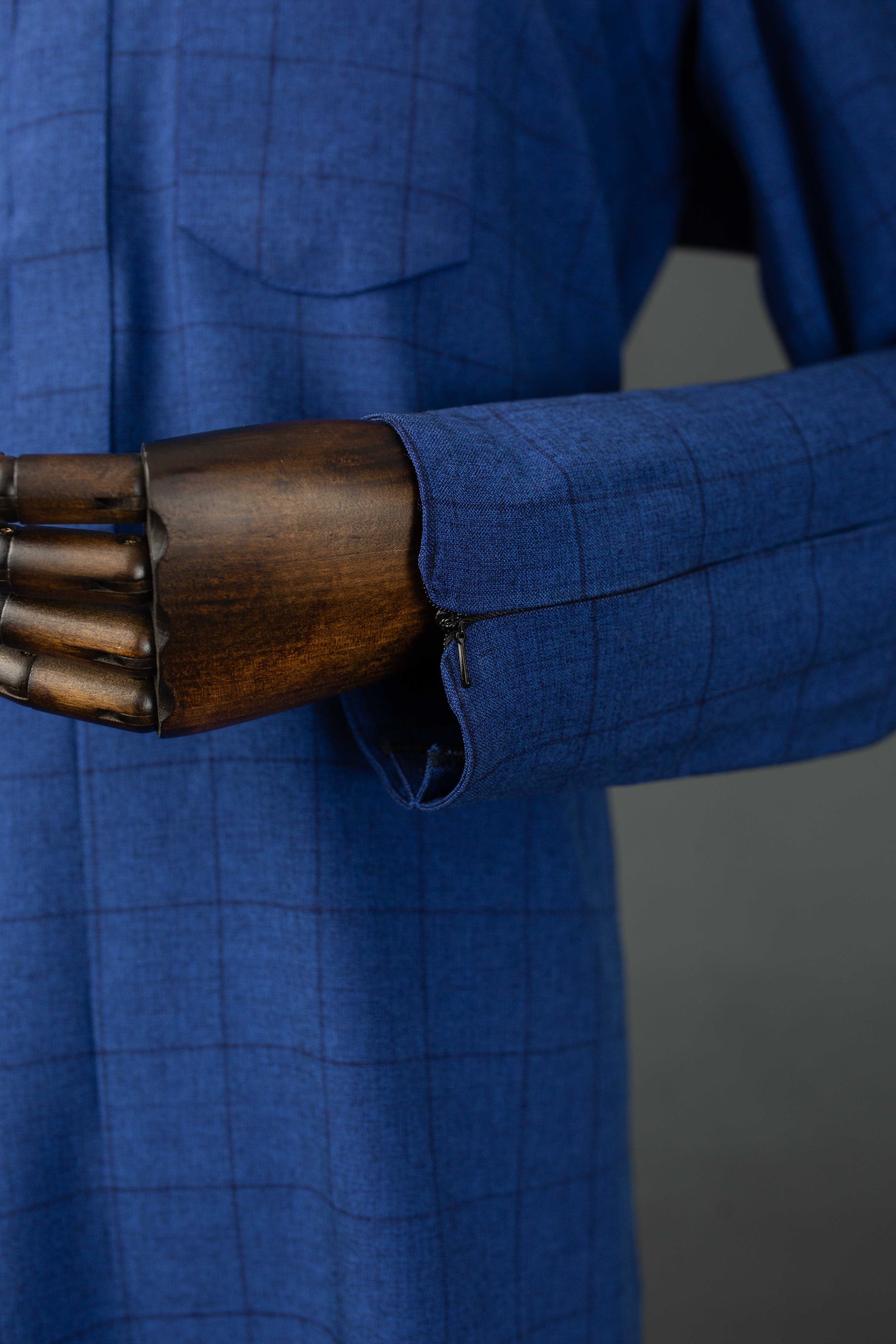 Blue Windowpane 2PC kaftan Set