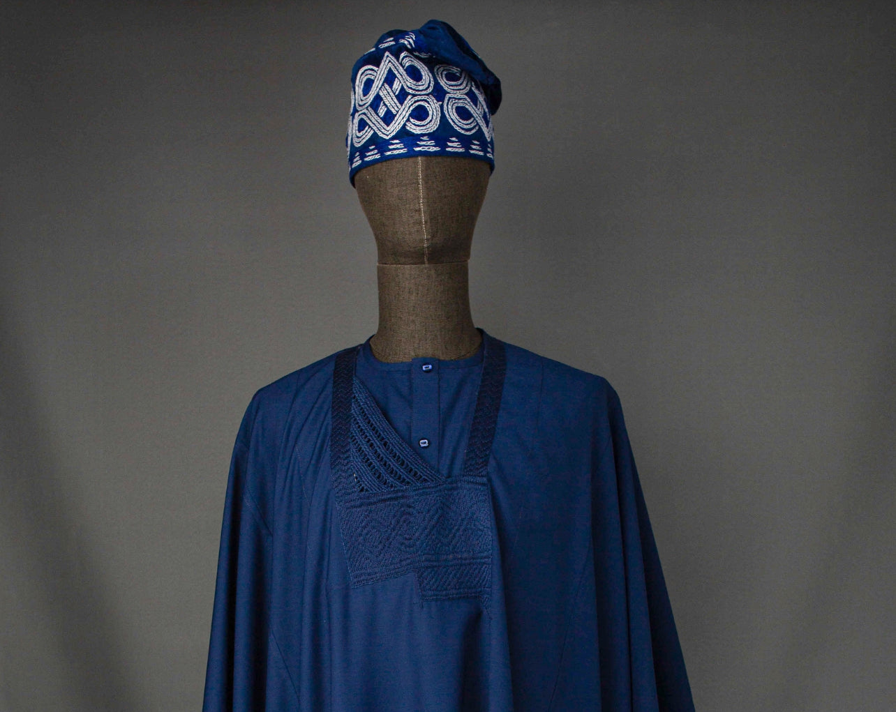 Navy Blue “Takwa Bay” Jakan Agbada – Ocean-Inspired 3-Piece Traditional Menswear