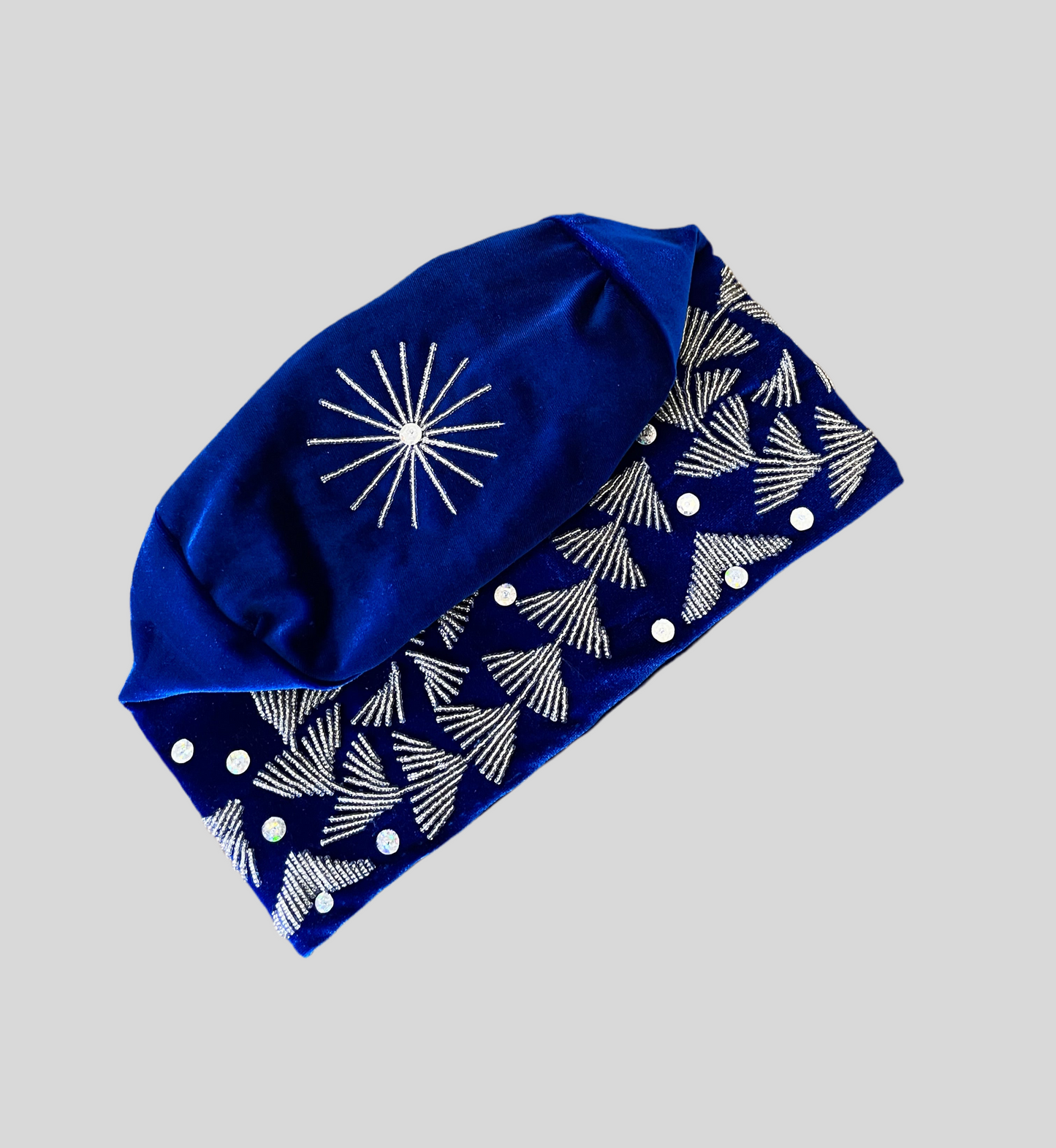 Royal Blue Akogun traditional yoruba wedding beaded hat
