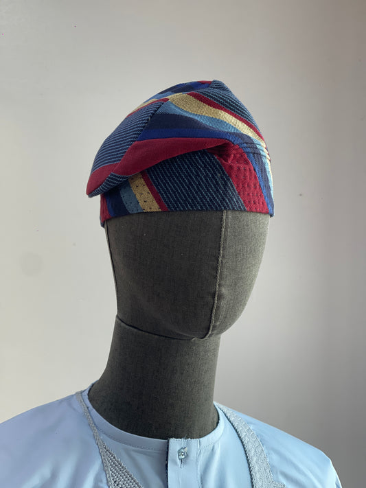 Nigerian Stripes traditional Aso Oke cap