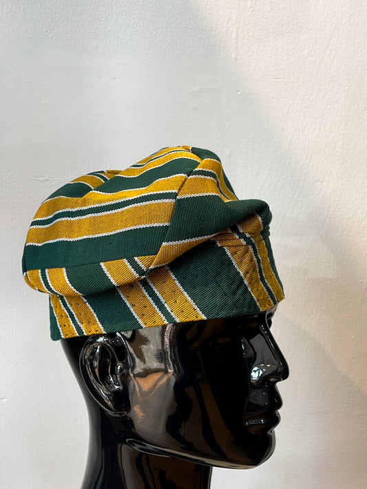 Green and Yellow Nigerian traditional Aso Oke cap