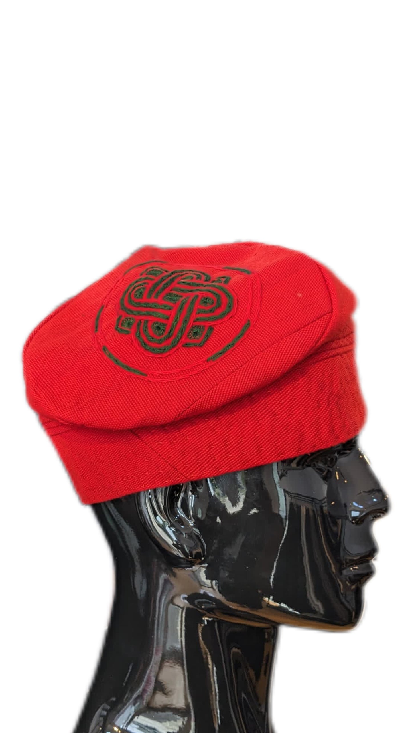 Orí Adé Signature Red Yoruba Cap with Hand-Embroidered Heritage Knot