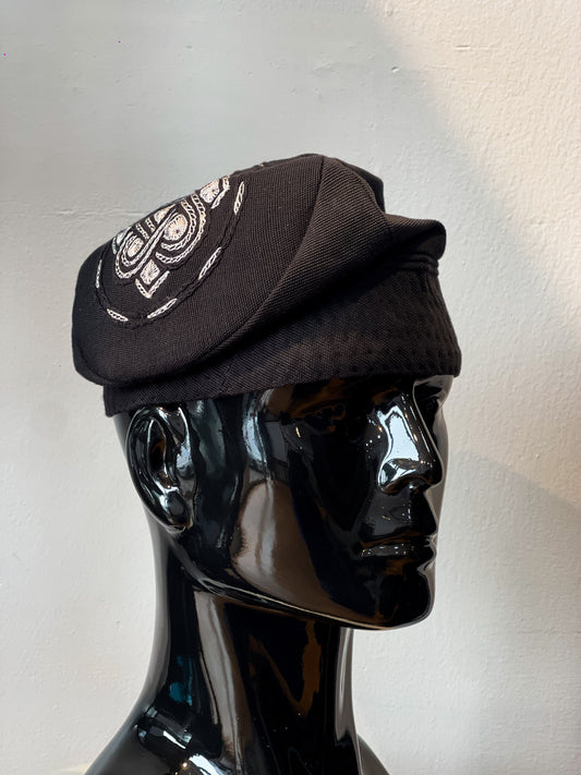 Black Nigerian traditional Aso Oke cap
