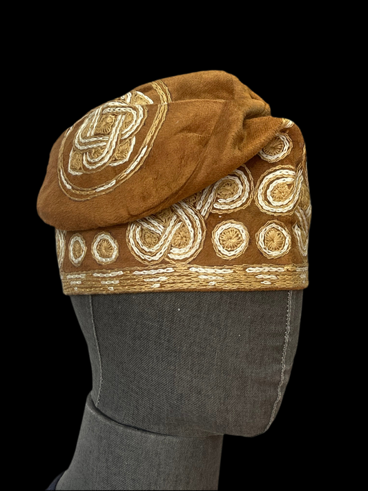 Carton Brown Velvet yoruba Nigerian Mens cap