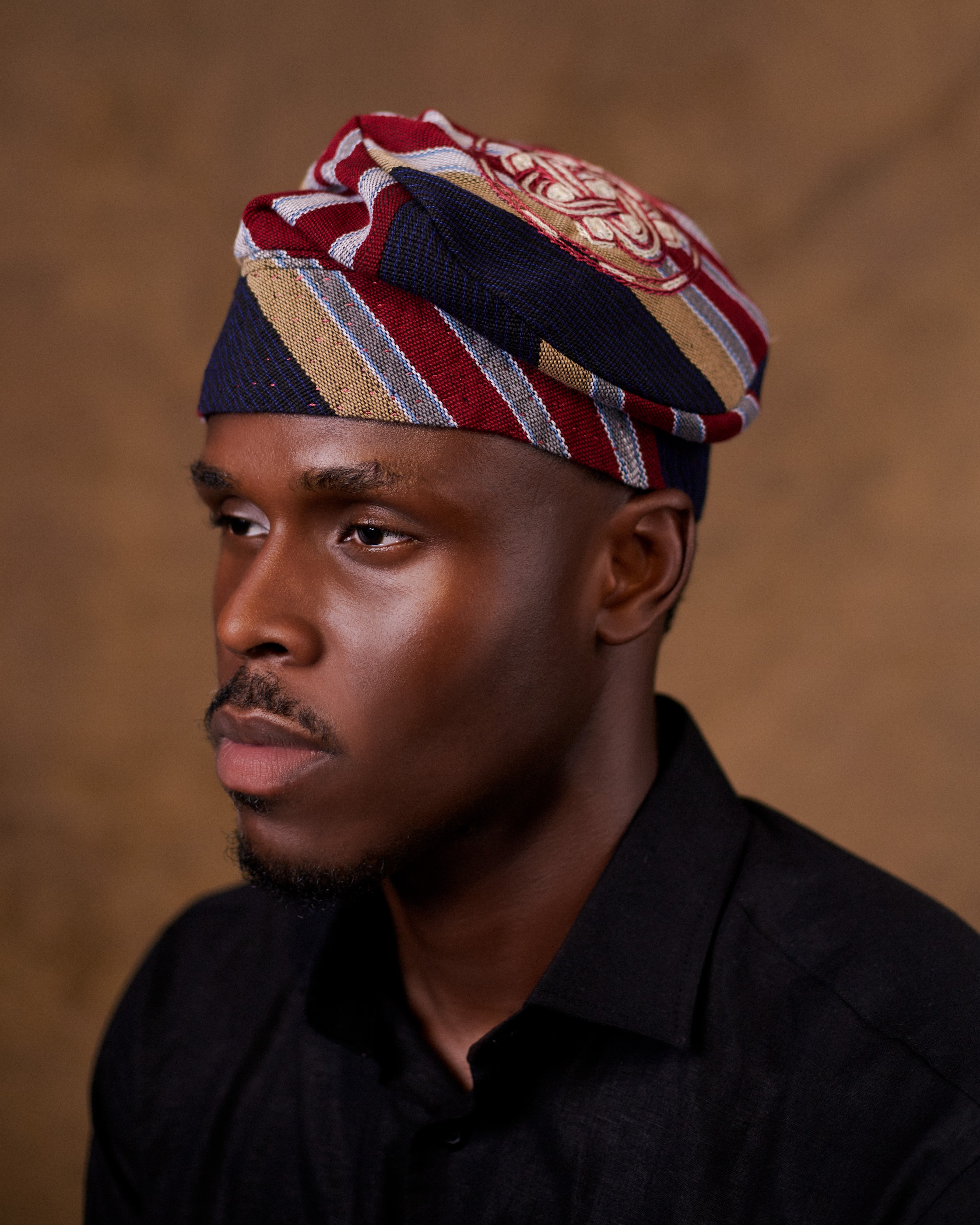 Aso oke cap with embroidery 