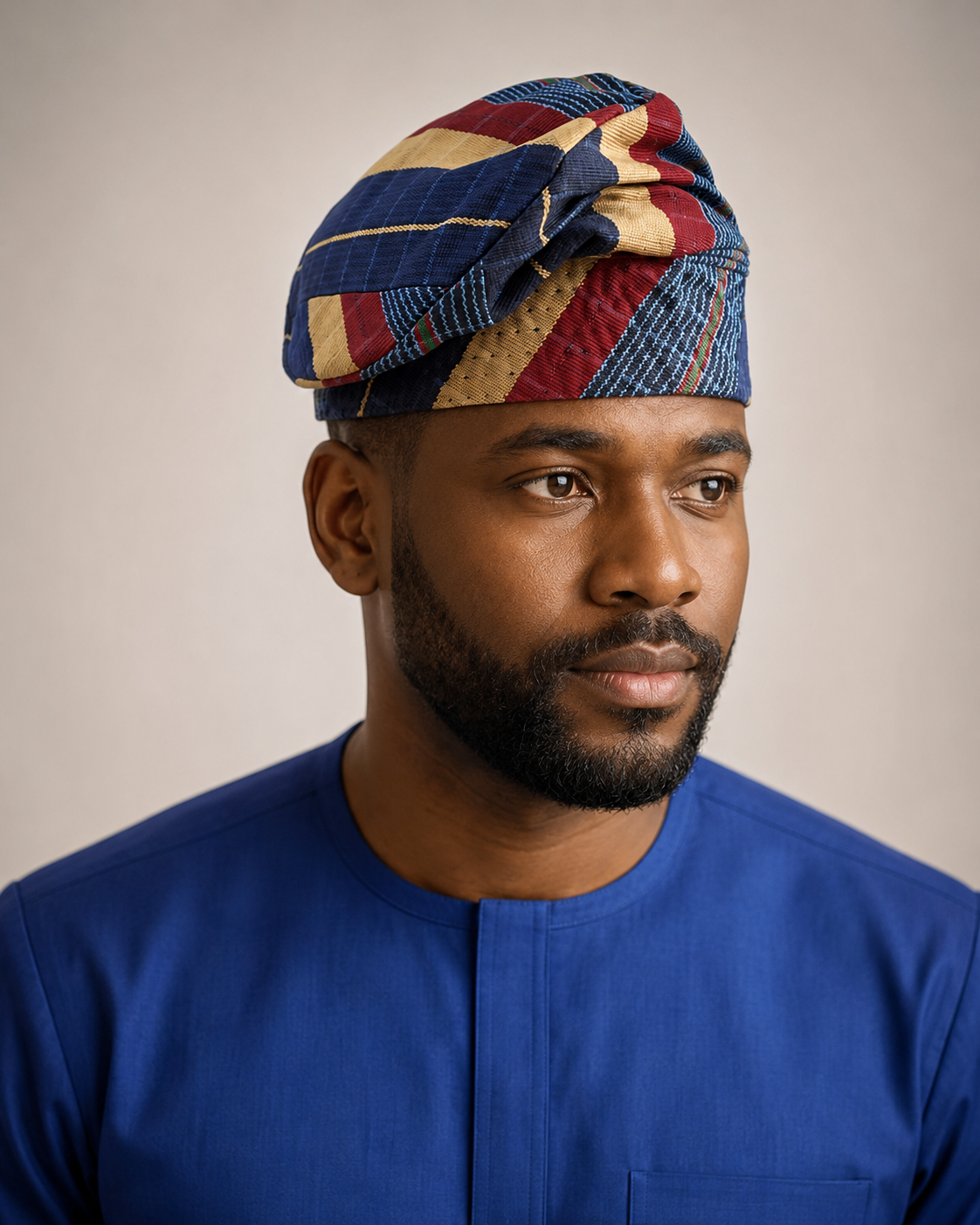 Multistripe Aso-Oke Yoruba Cap