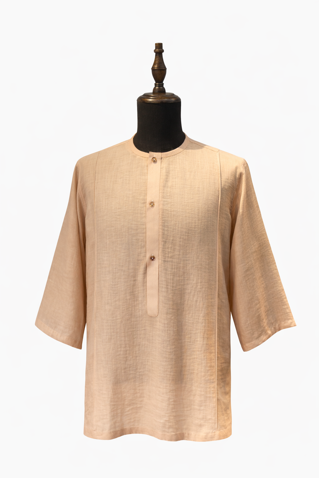 Orí Adé Peach Linen Shirt with Swarovski Crystal Buttons