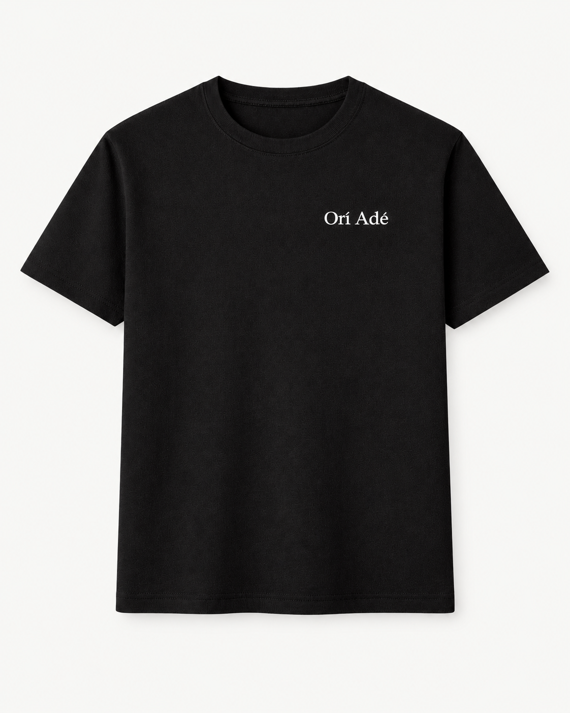 Orí Adé Signature Tee – Black — studio product photograph