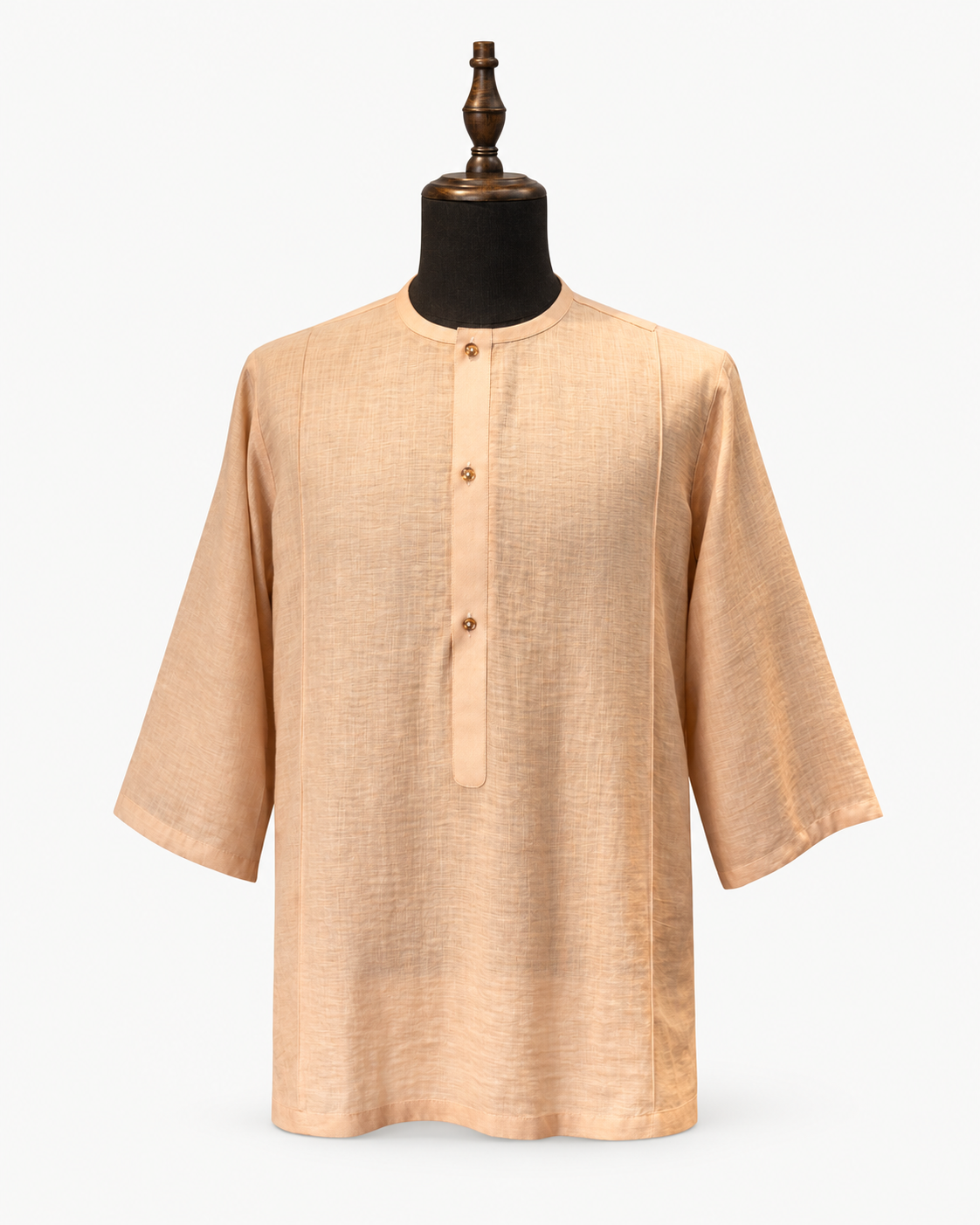 Orí Adé Peach Linen Shirt with Swarovski Crystal Buttons — studio product photograph