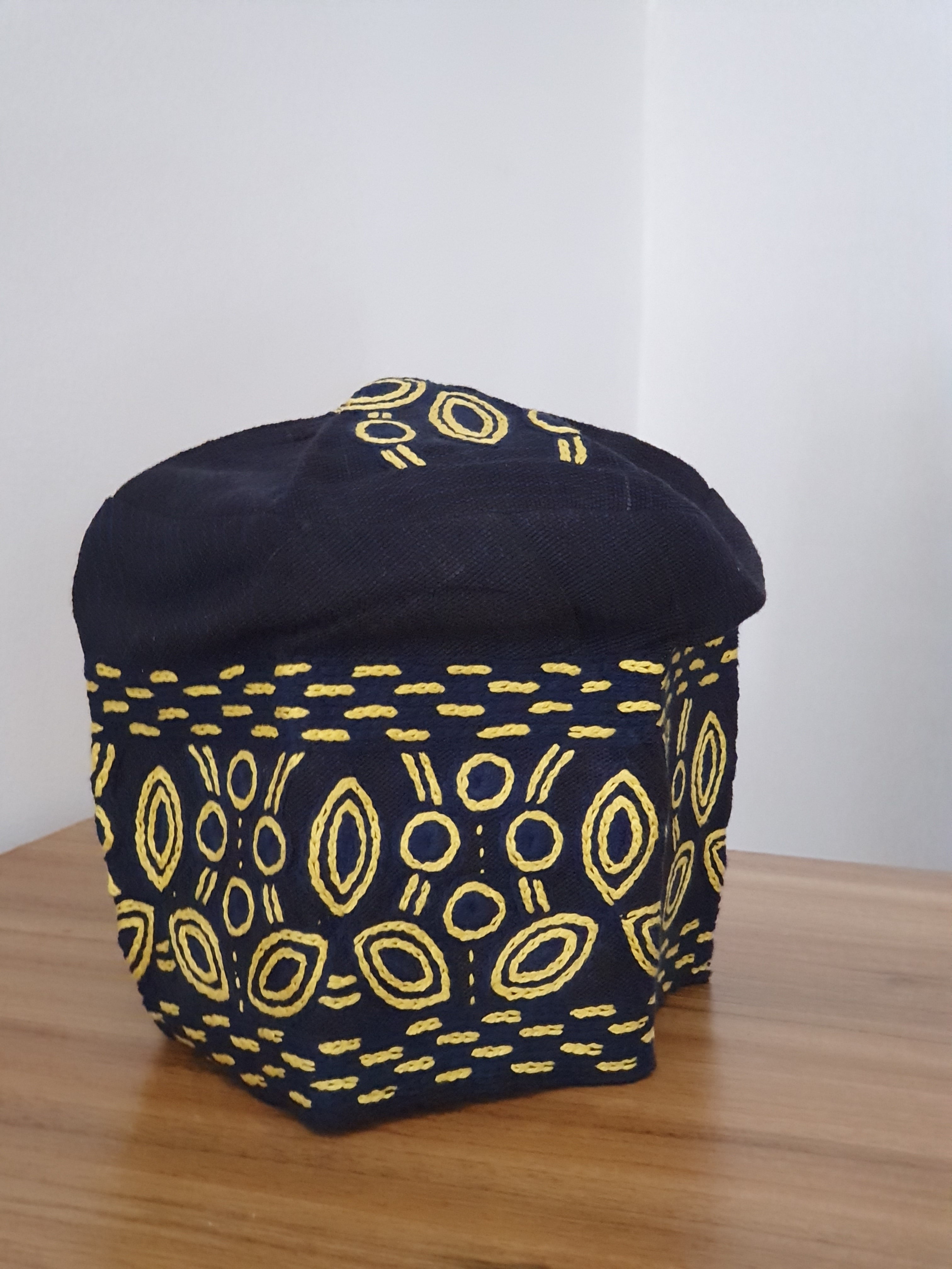 Indigo & Gold Ceremonial Yorùbá Cap