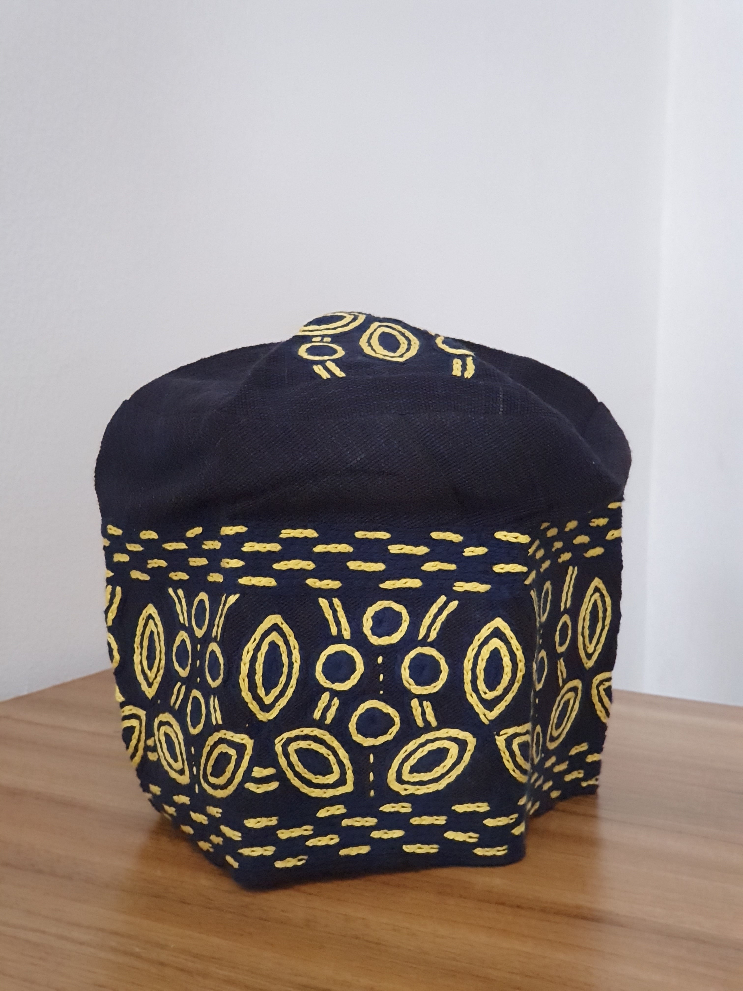 Indigo & Gold Ceremonial Yorùbá Cap
