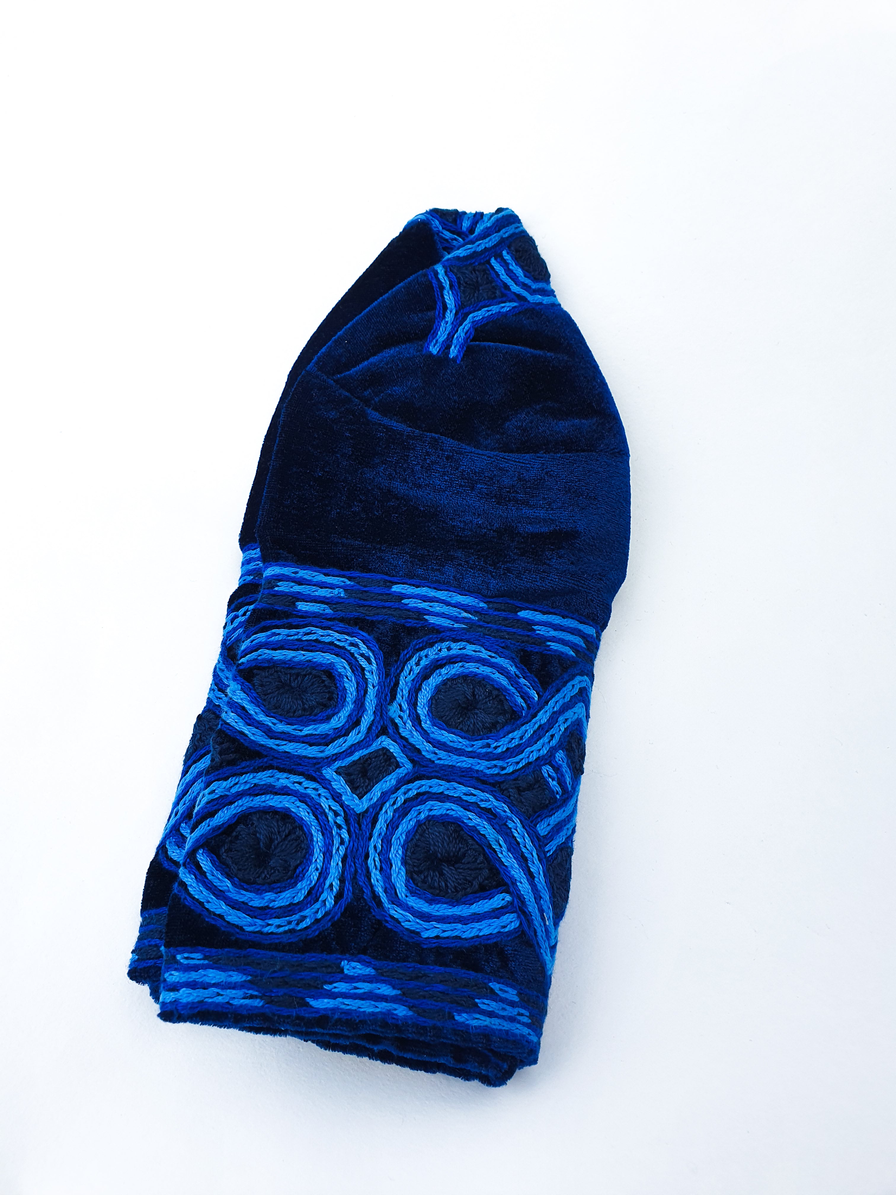 Blue velvet handknit yoruba mens cap