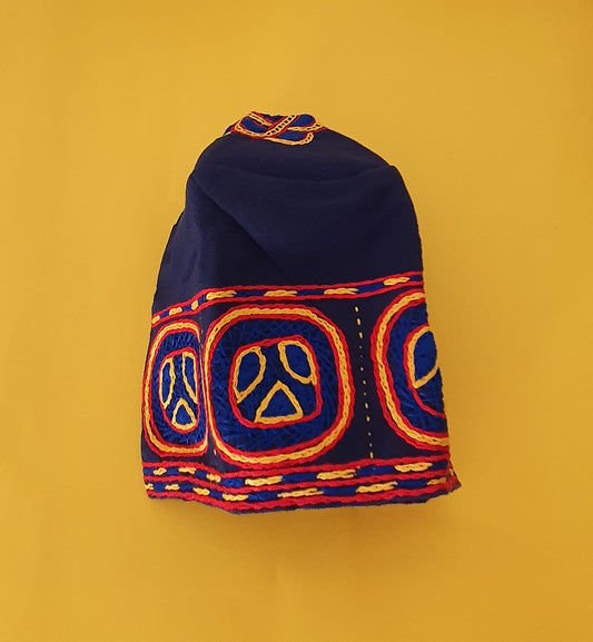Navy blue Aso Oke cap