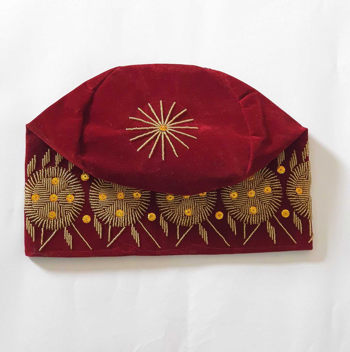Red akogun royal beaded hat