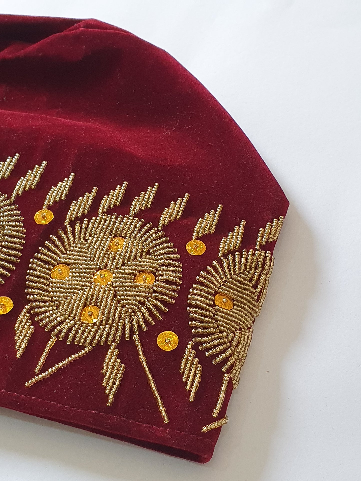 Red akogun royal beaded hat