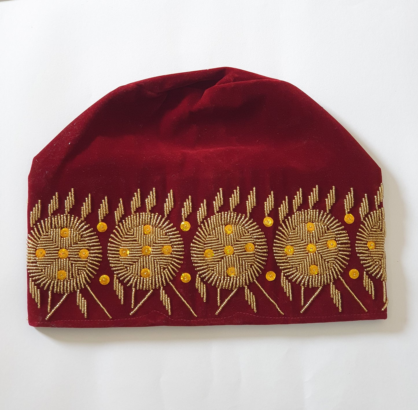 Red akogun royal beaded hat