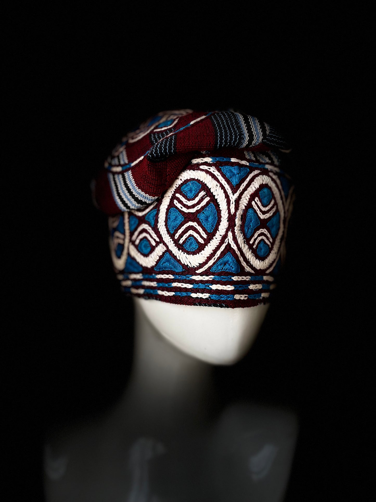 Burgundy Stripes  yoruba Aso Ofi  fila cap